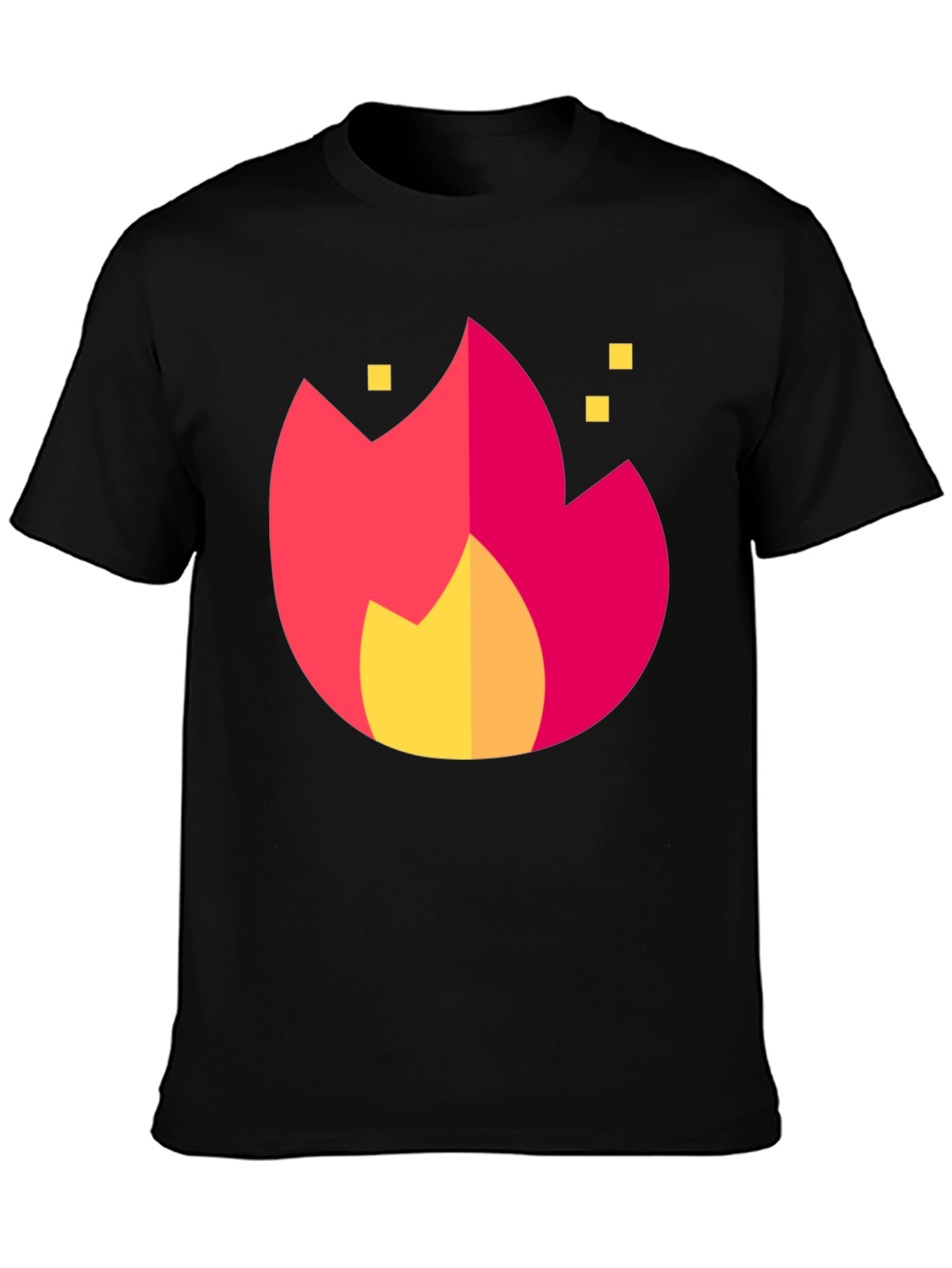 Bold Flame Graphic Tee - Black Crew Neck