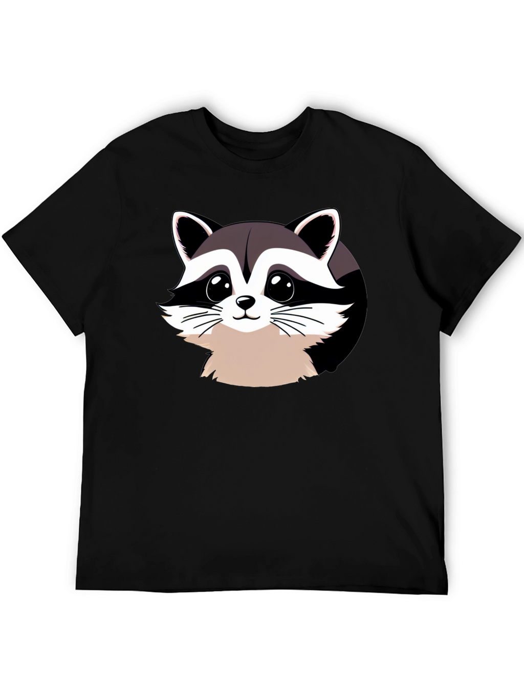 Cartoon Raccoon Graphic Black T-Shirt