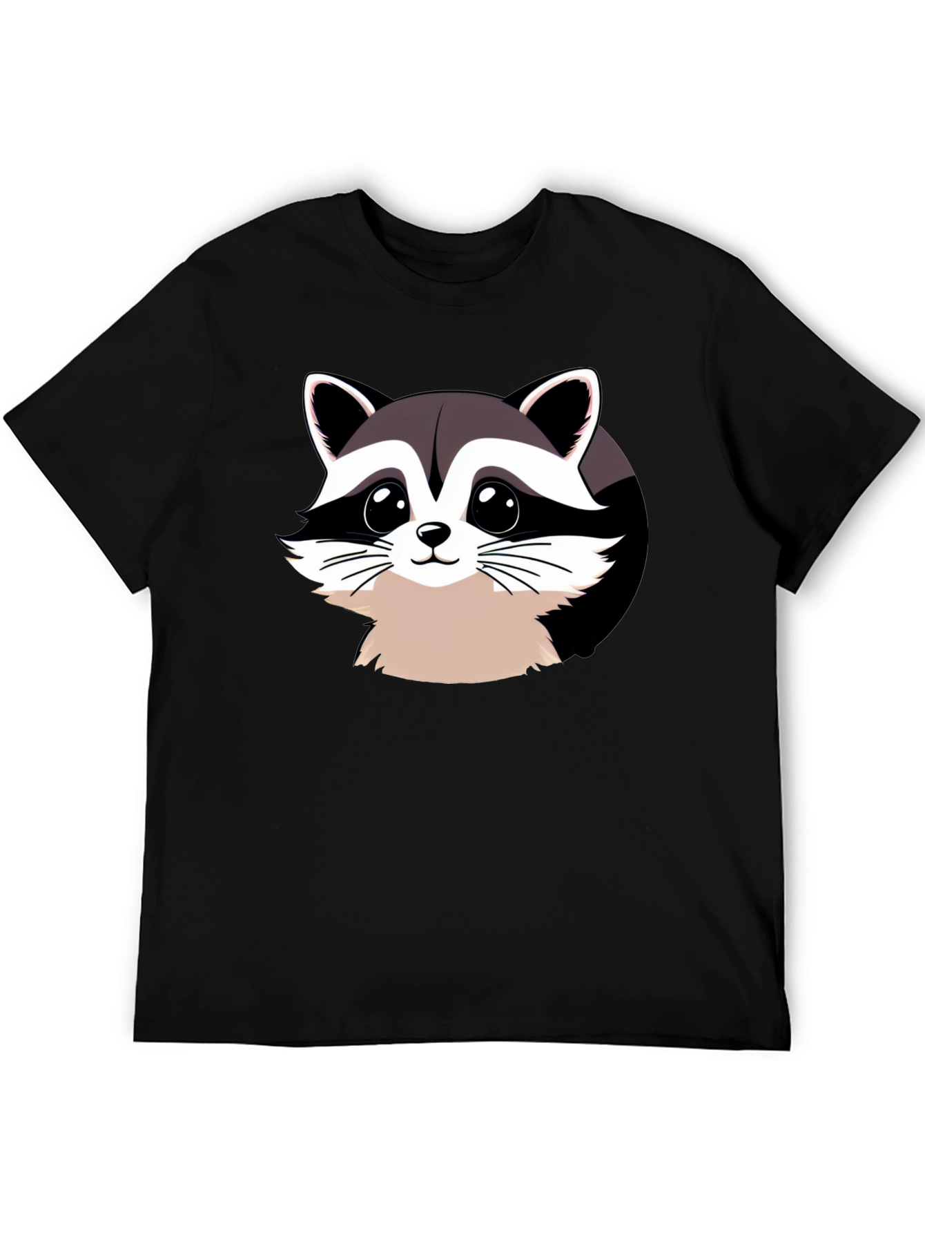 Cartoon Raccoon Graphic Black T-Shirt