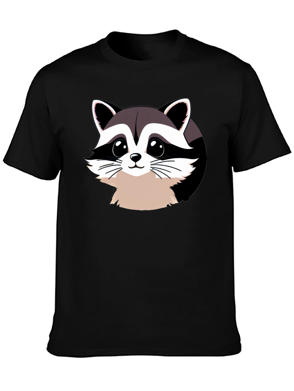 Cartoon Raccoon Graphic Black T-Shirt