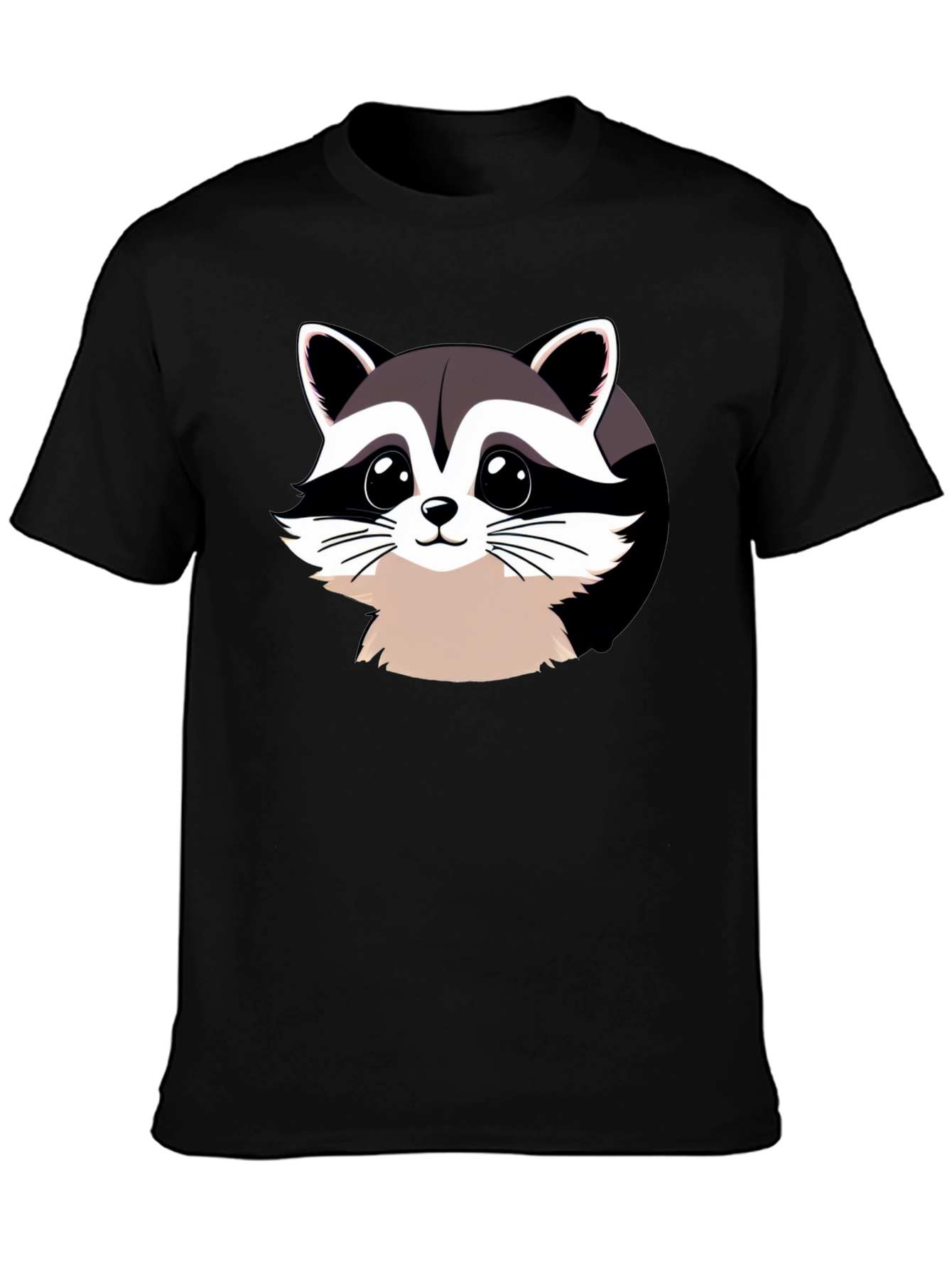 Cartoon Raccoon Graphic Black T-Shirt