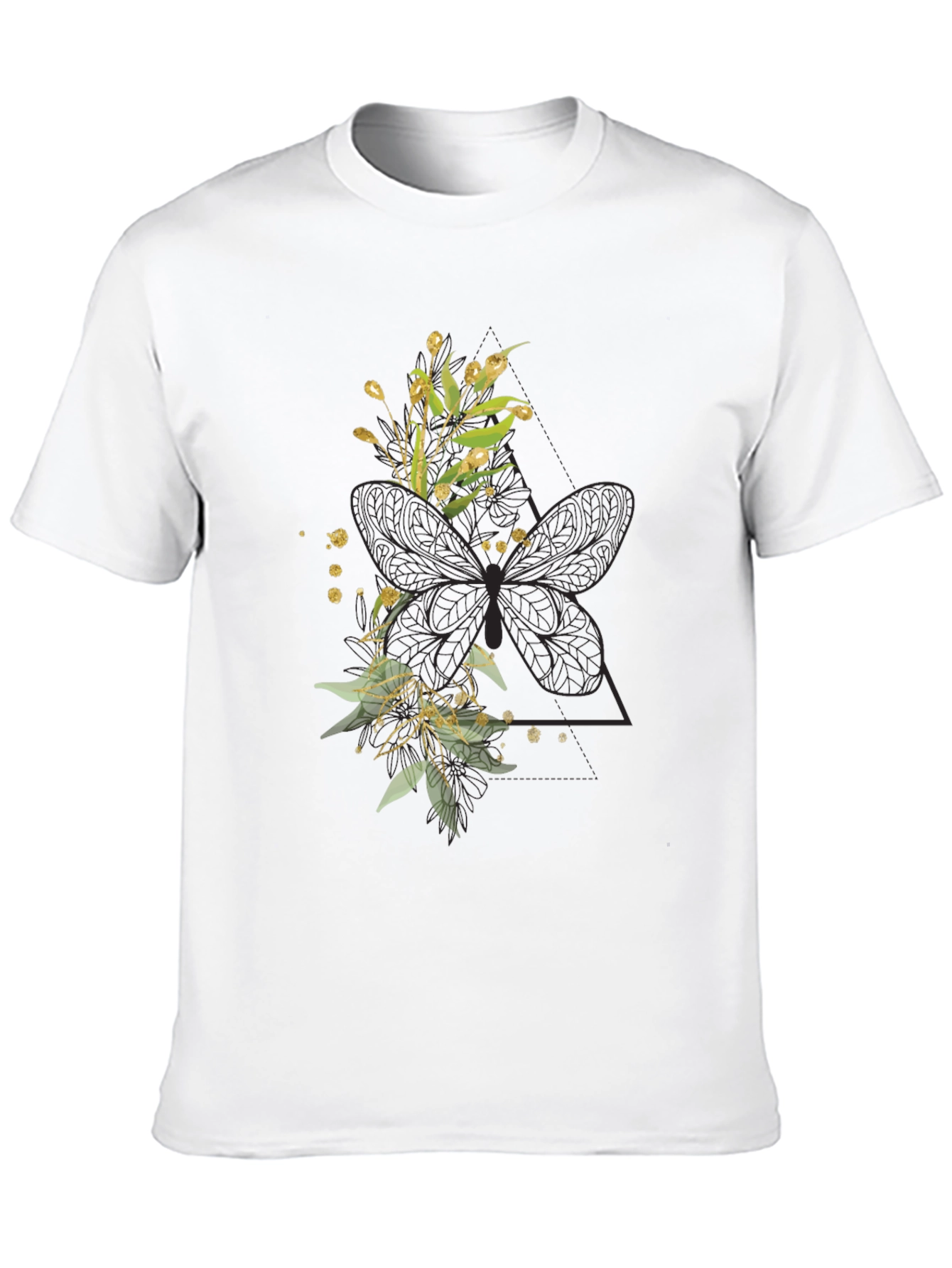 Floral Butterfly Graphic Tee - Stylish Black T-Shirt