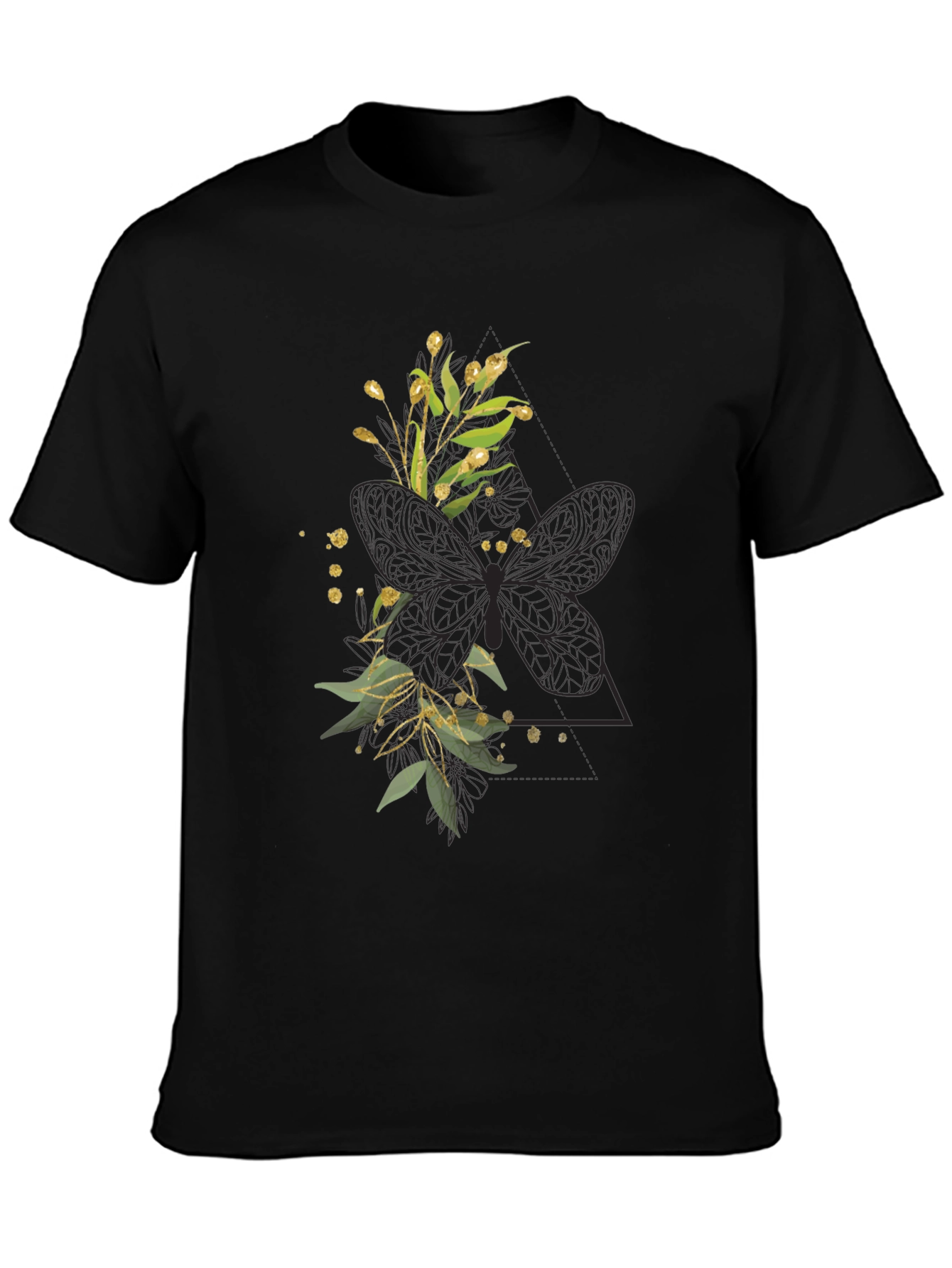 Floral Butterfly Graphic Tee - Stylish Black T-Shirt