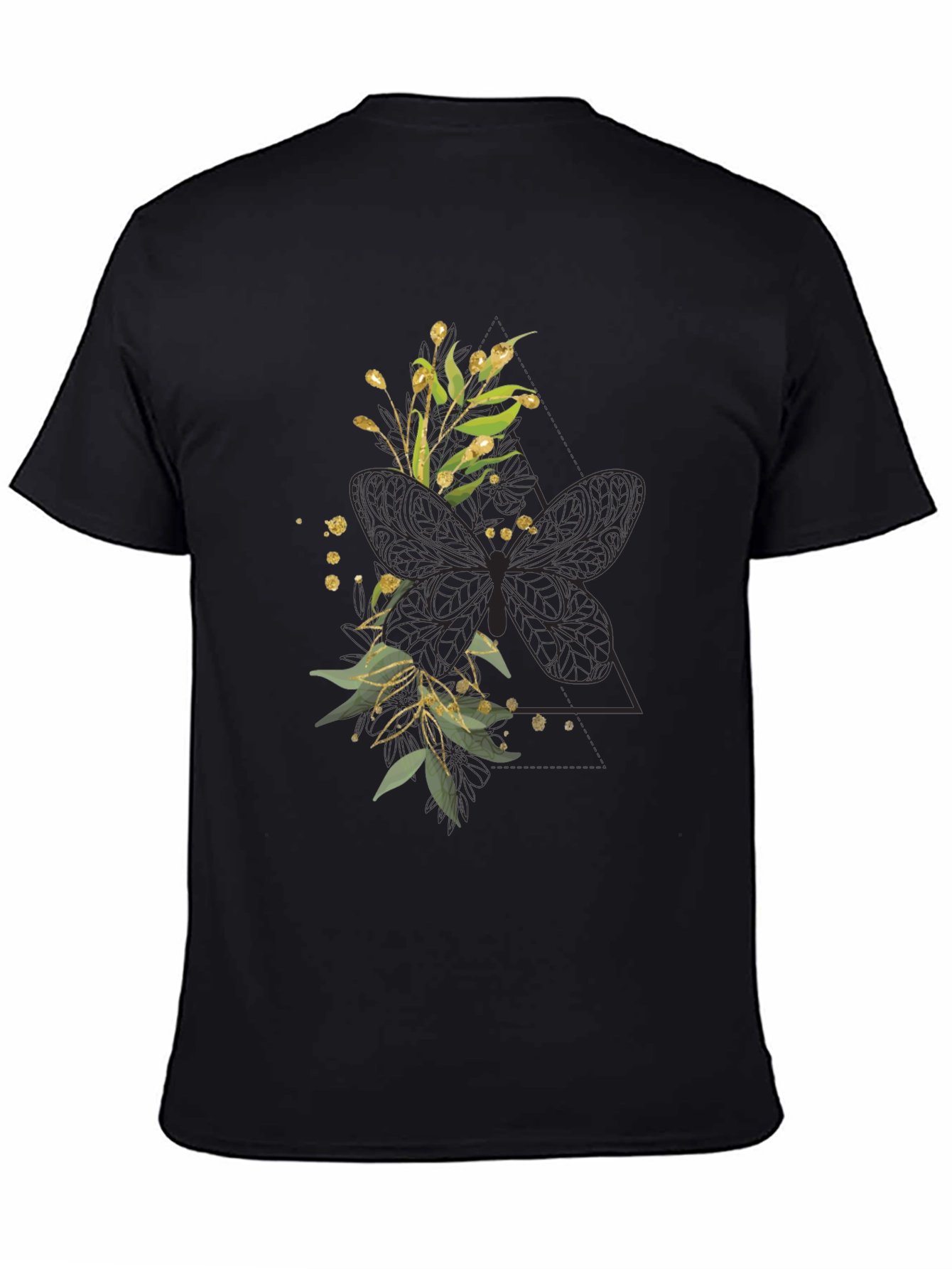 Floral Butterfly Graphic Tee - Stylish Black T-Shirt