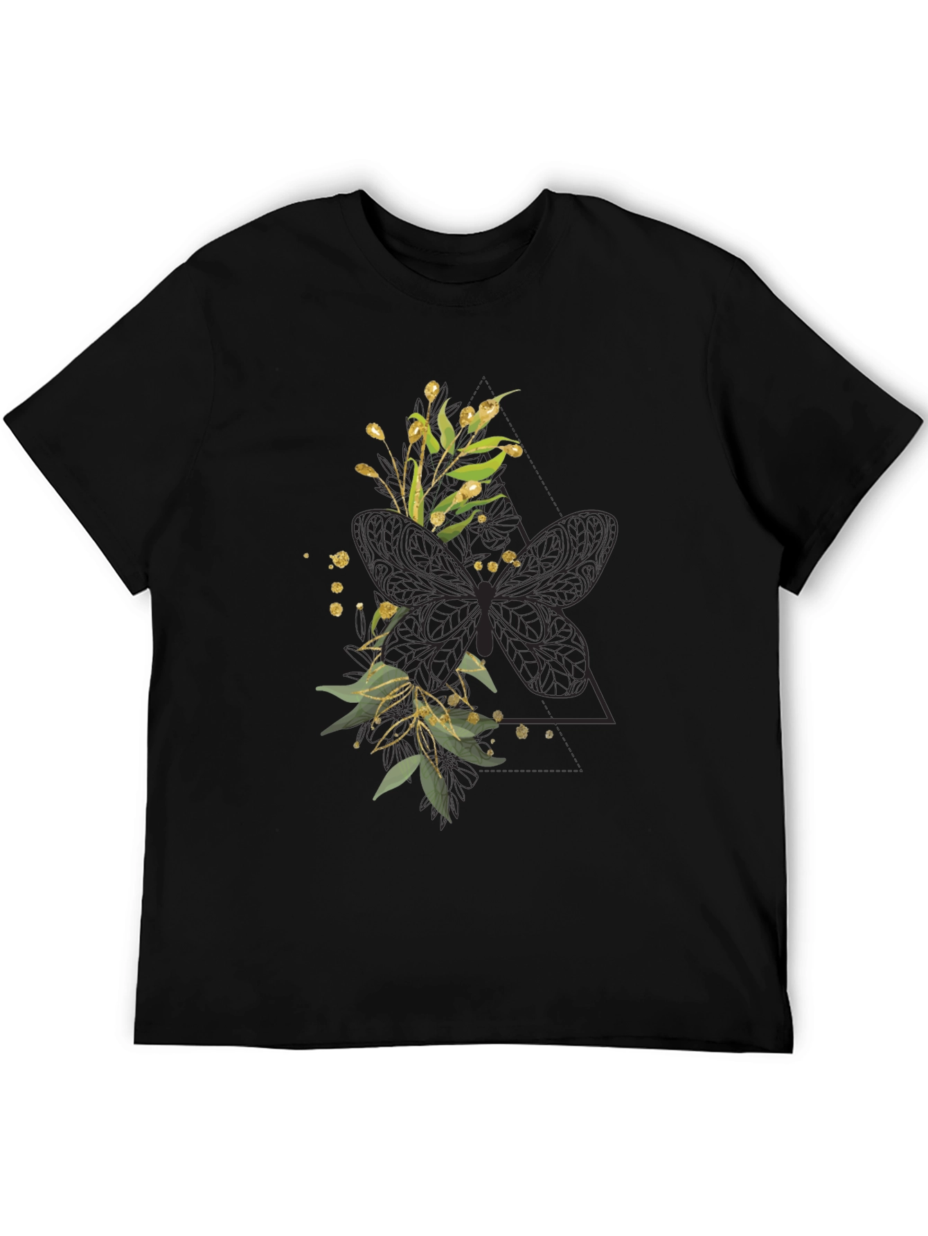 Floral Butterfly Graphic Tee - Stylish Black T-Shirt