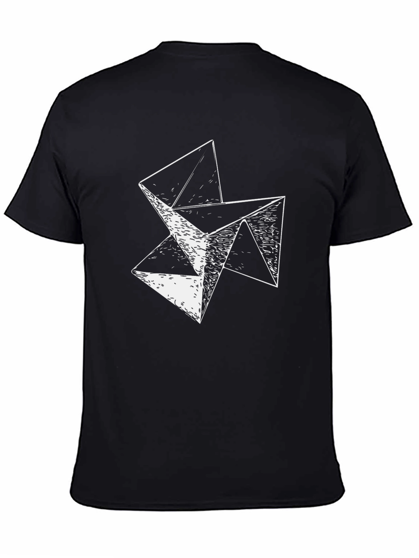 Abstract Geometric Triangle Graphic Tee - Black