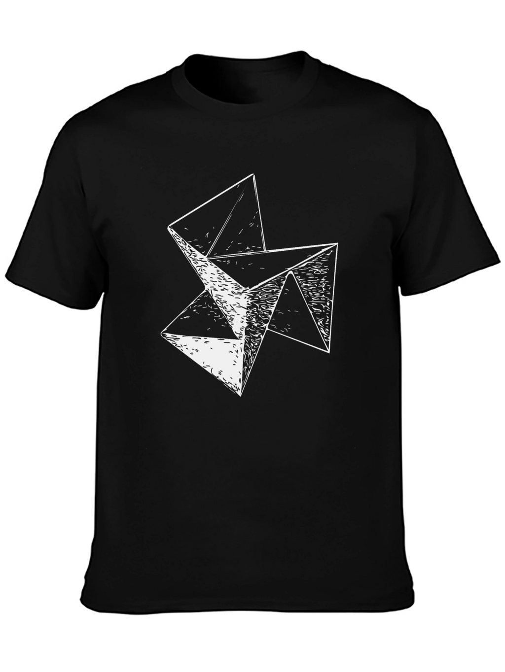 Abstract Geometric Triangle Graphic Tee - Black