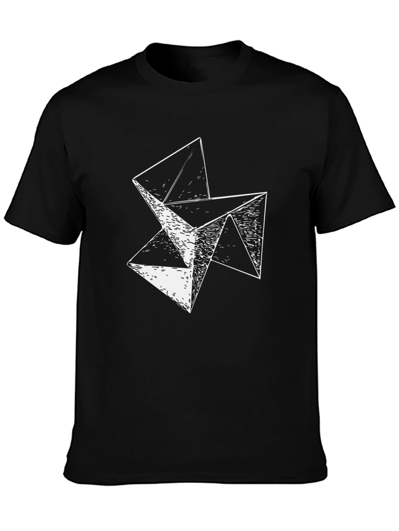 Abstract Geometric Triangle Graphic Tee - Black