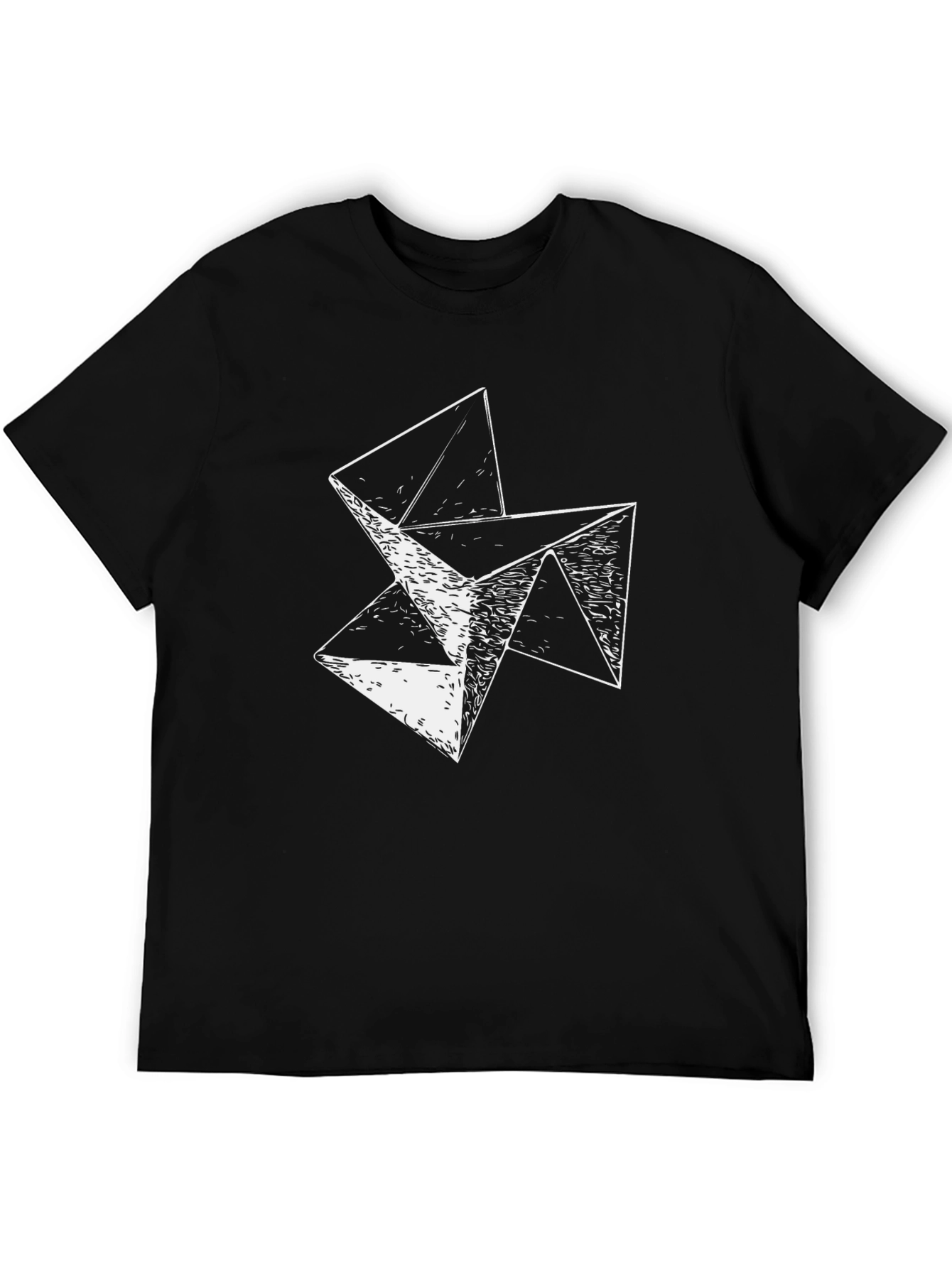 Abstract Geometric Triangle Graphic Tee - Black