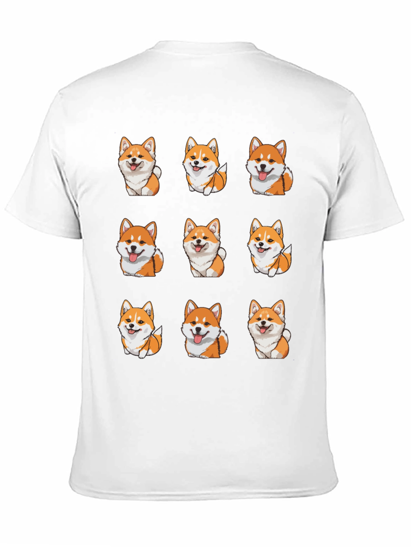 Cute Corgi Dog Pattern T-Shirt - Black