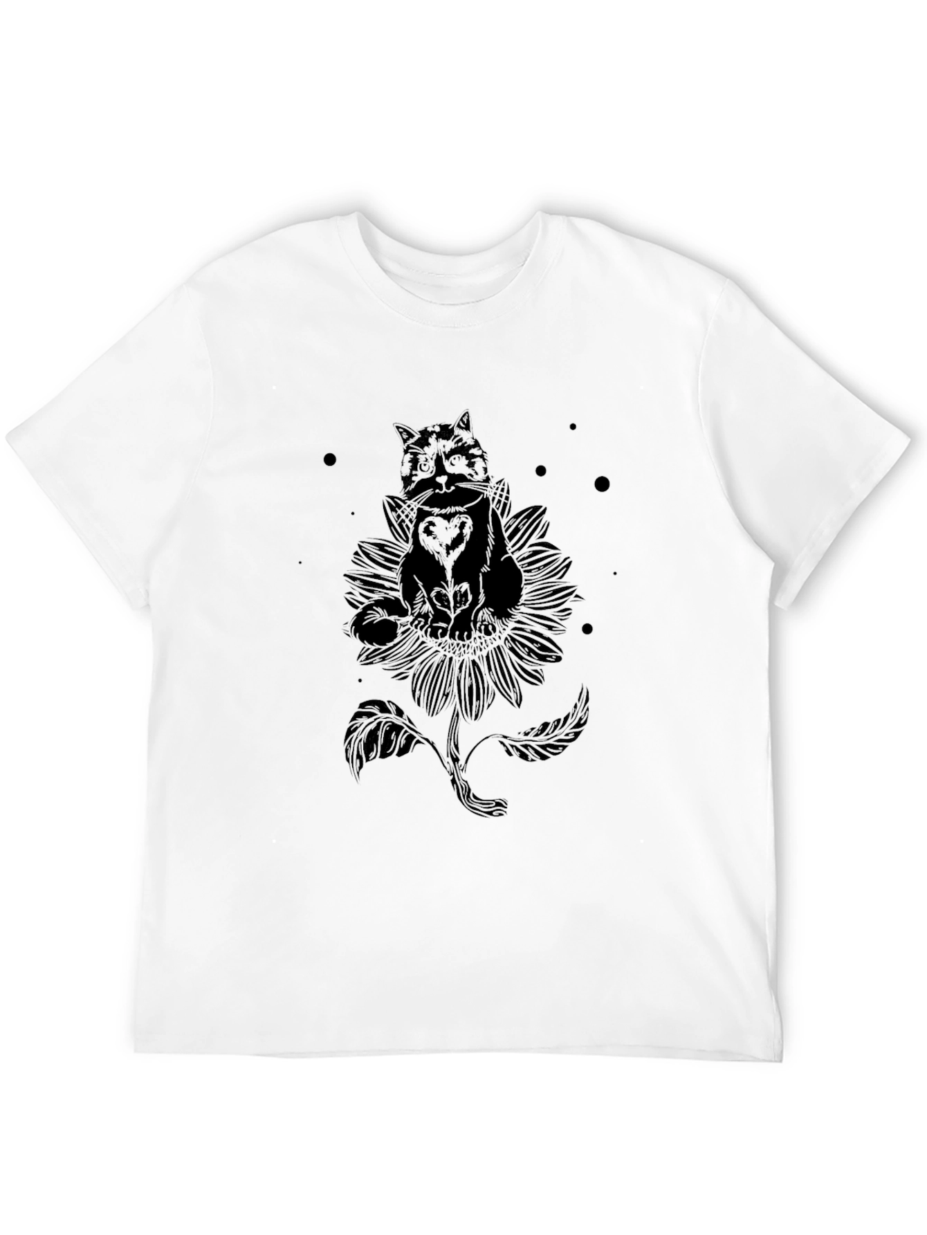 Black Cat Sunflower Graphic Tee