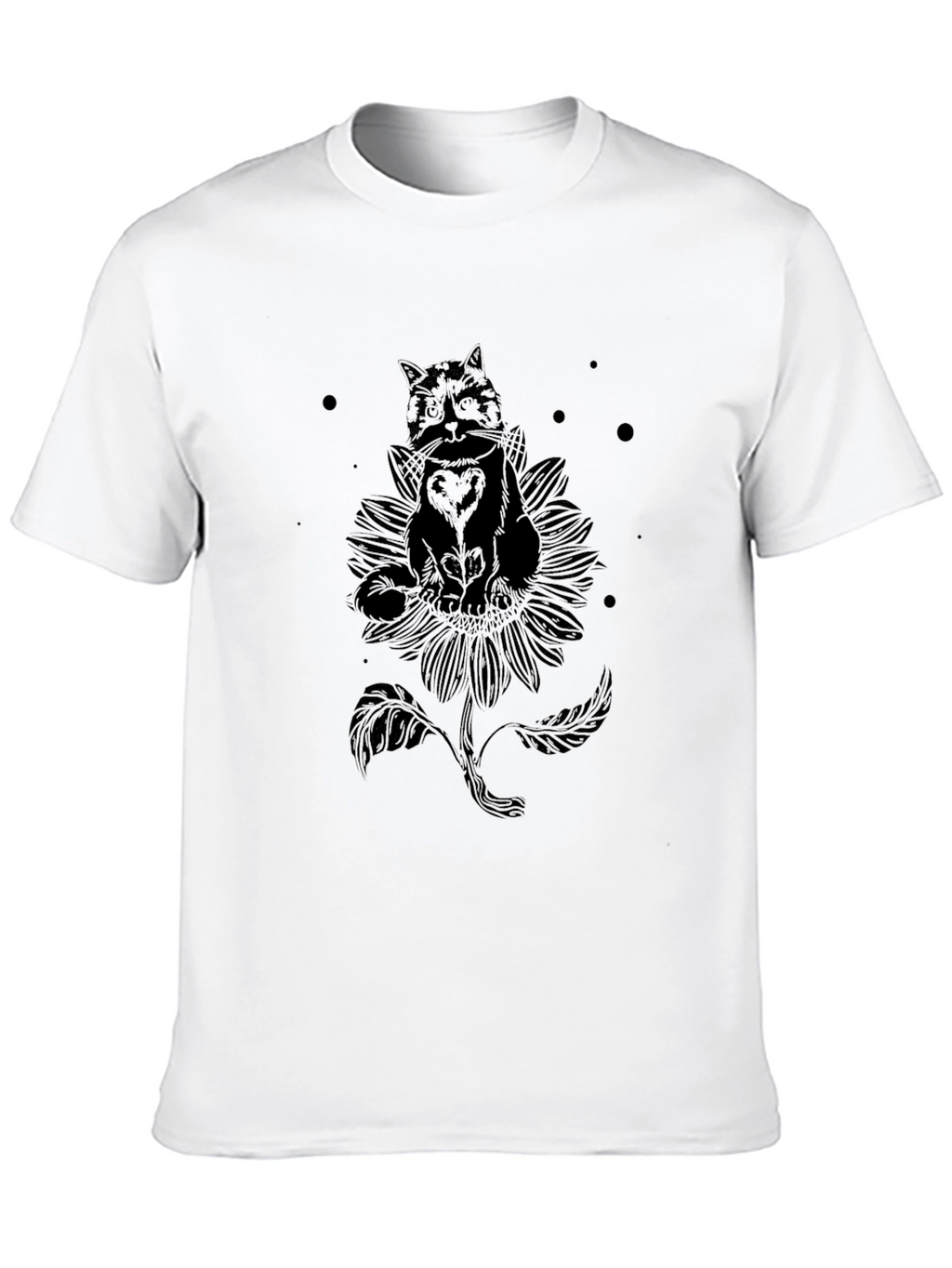 Black Cat Sunflower Graphic Tee