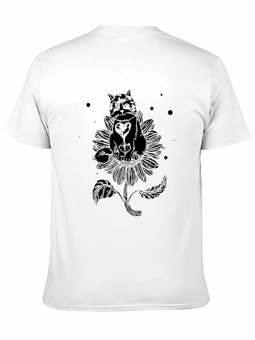Black Cat Sunflower Graphic Tee