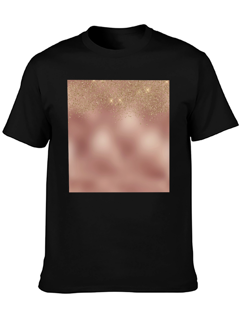 Elegant Glitter Overlay Black T-Shirt