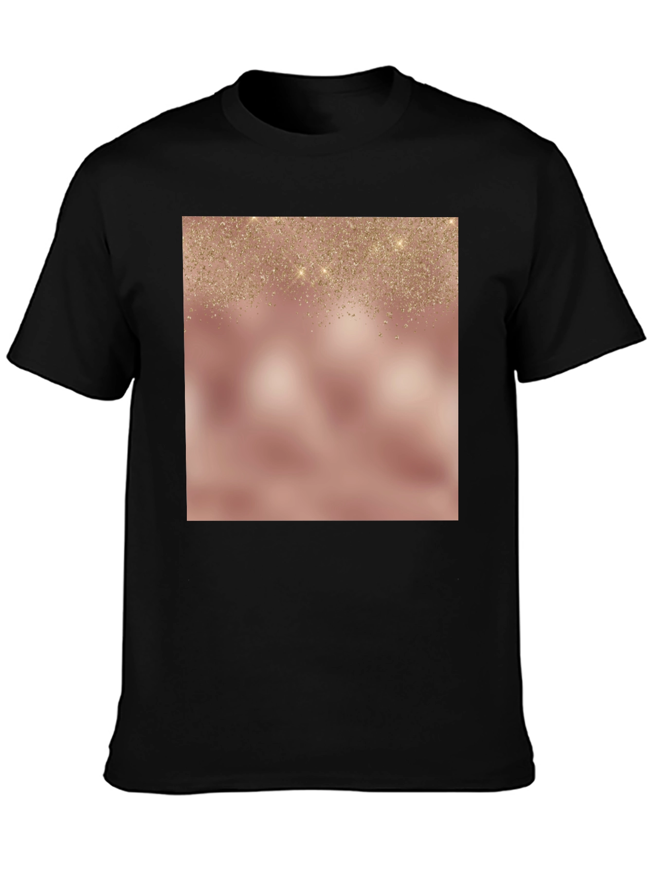 Elegant Glitter Overlay Black T-Shirt