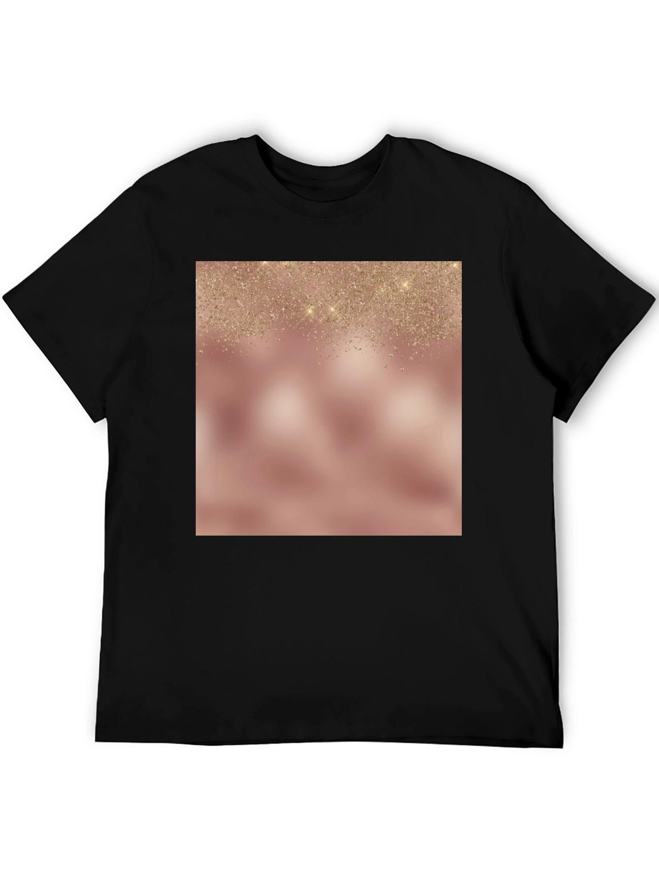 Elegant Glitter Overlay Black T-Shirt