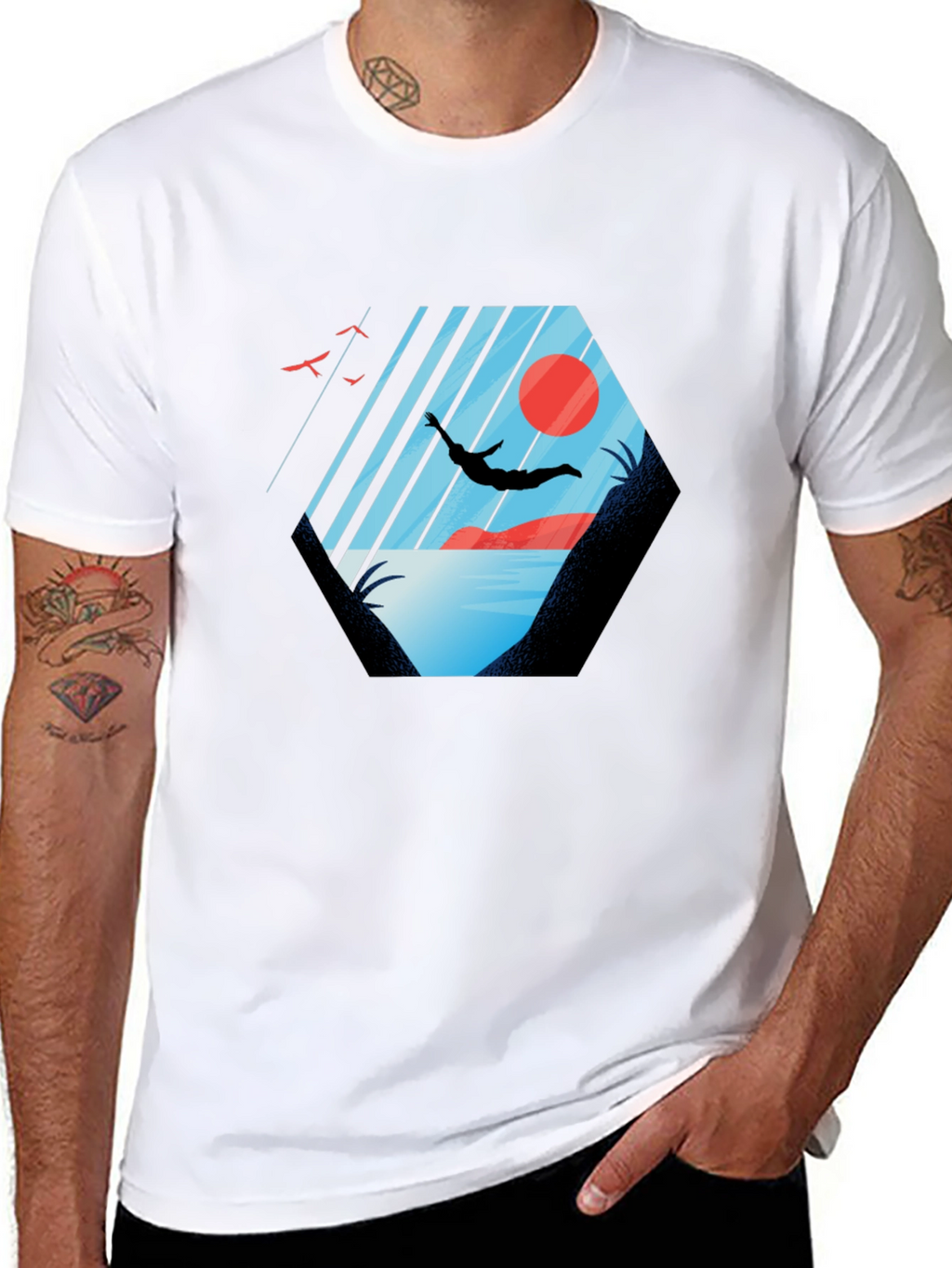 Silhouette Diver Graphic Tee - Black