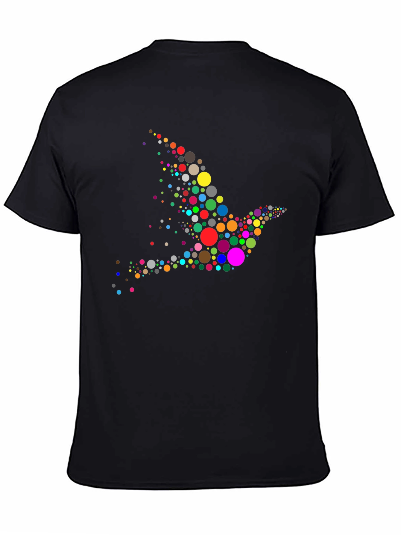 Colorful Dove Graphic Print Black T-Shirt