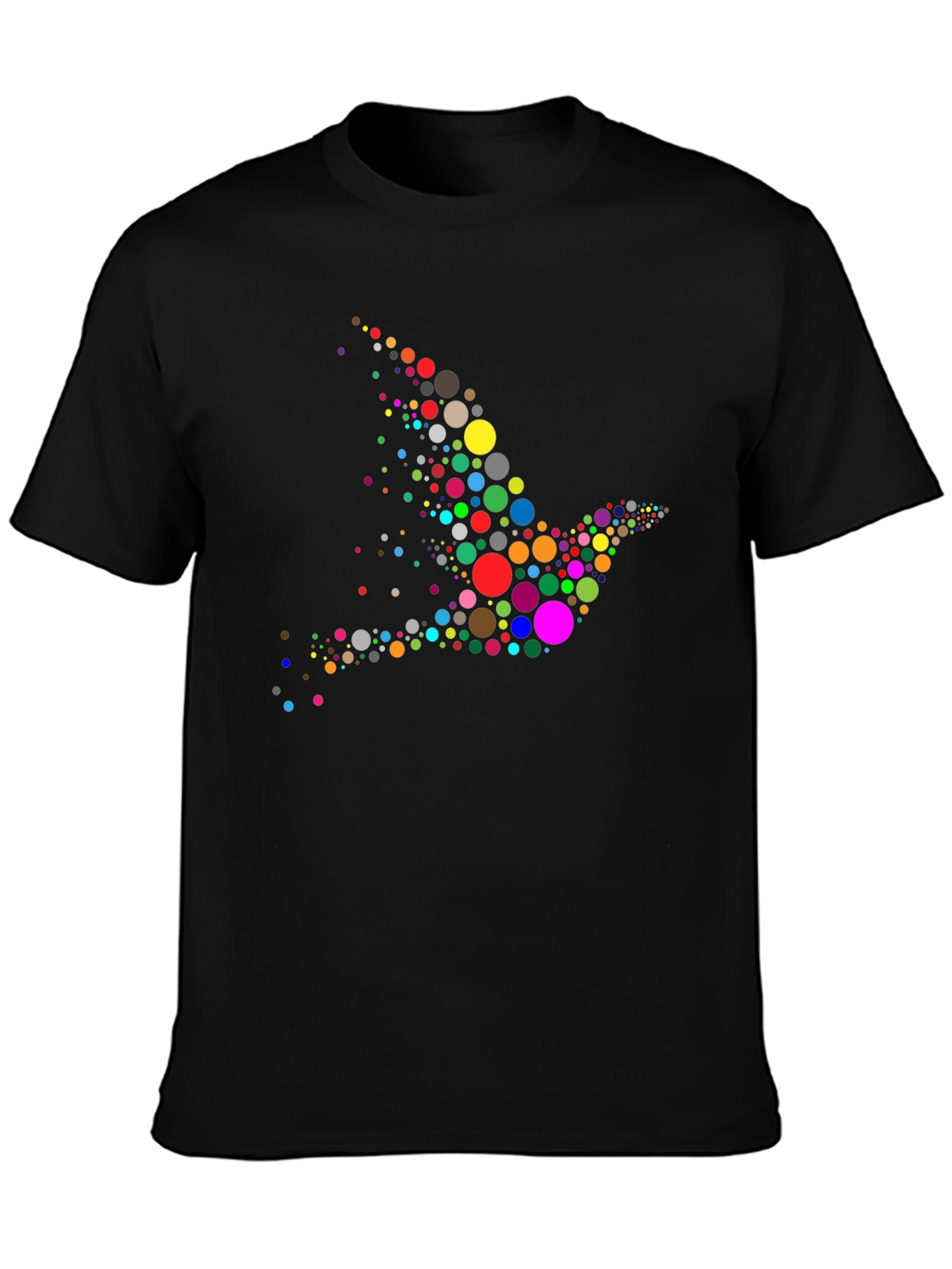 Colorful Dove Graphic Print Black T-Shirt
