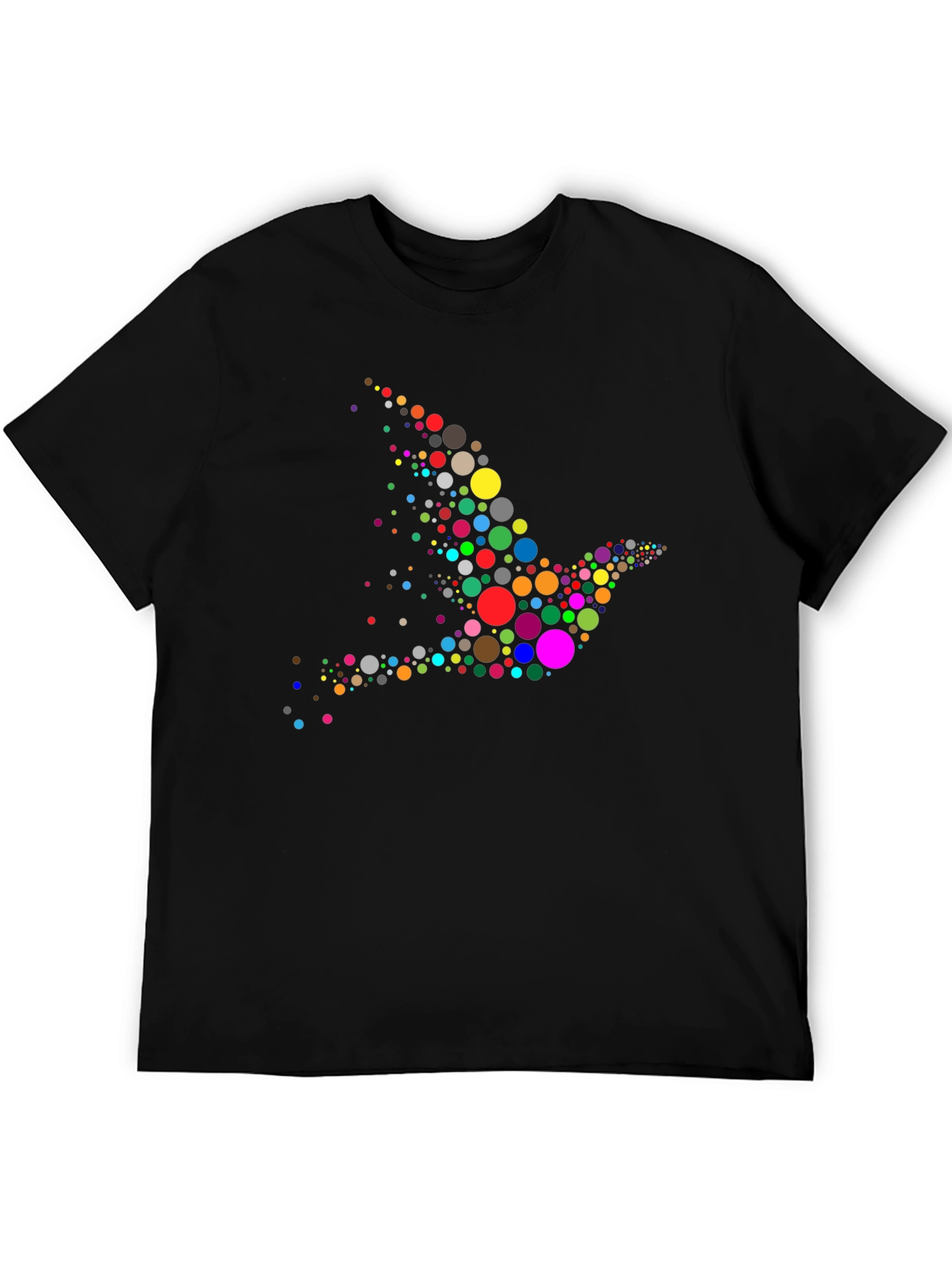 Colorful Dove Graphic Print Black T-Shirt