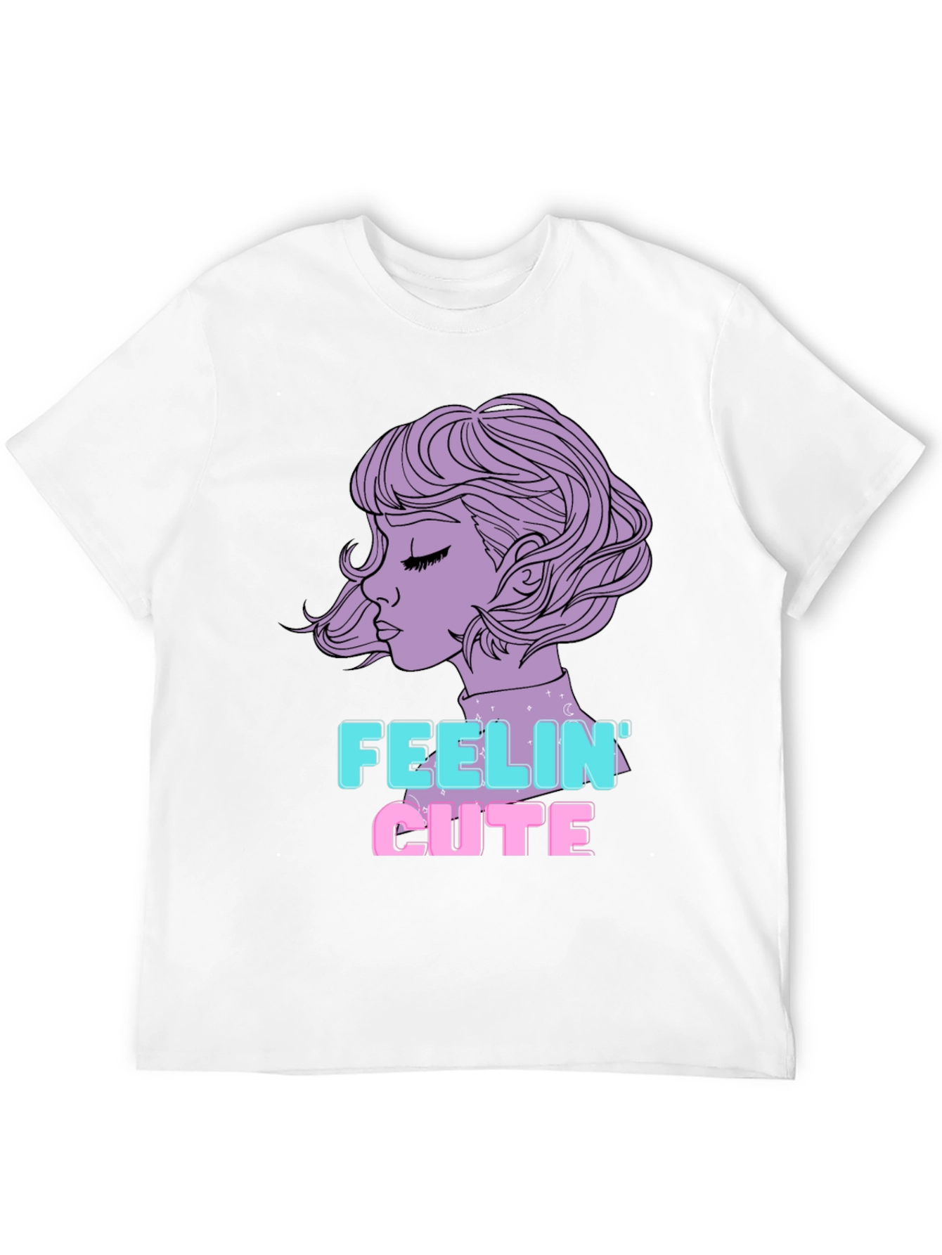 Feelin Cute Graphic Tee - Black Cotton Blend T-Shirt