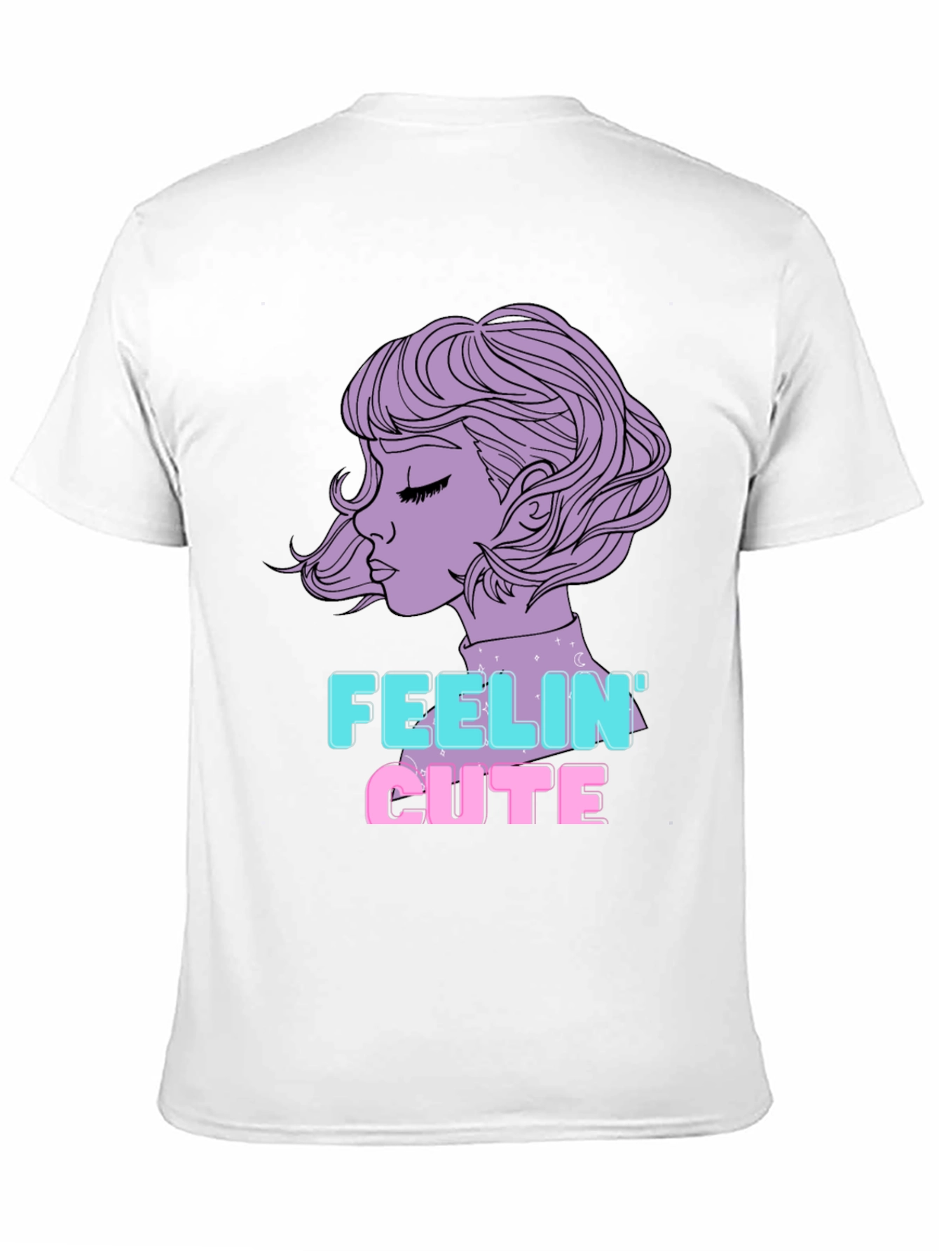 Feelin Cute Graphic Tee - Black Cotton Blend T-Shirt