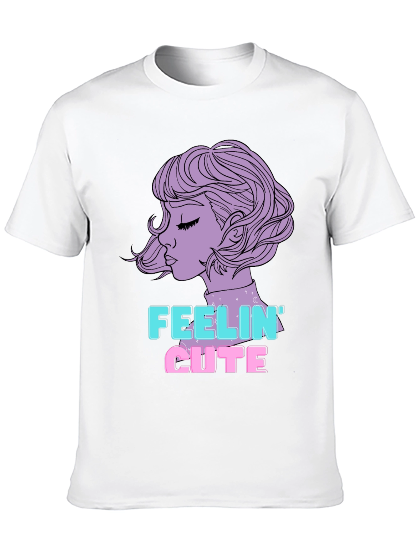 Feelin Cute Graphic Tee - Black Cotton Blend T-Shirt
