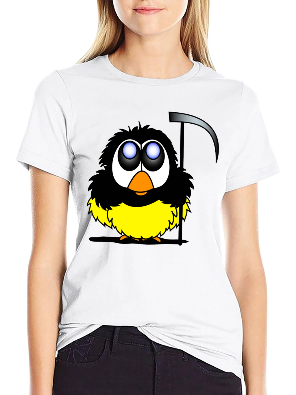 Grim Reaper Bird Graphic Black T-Shirt