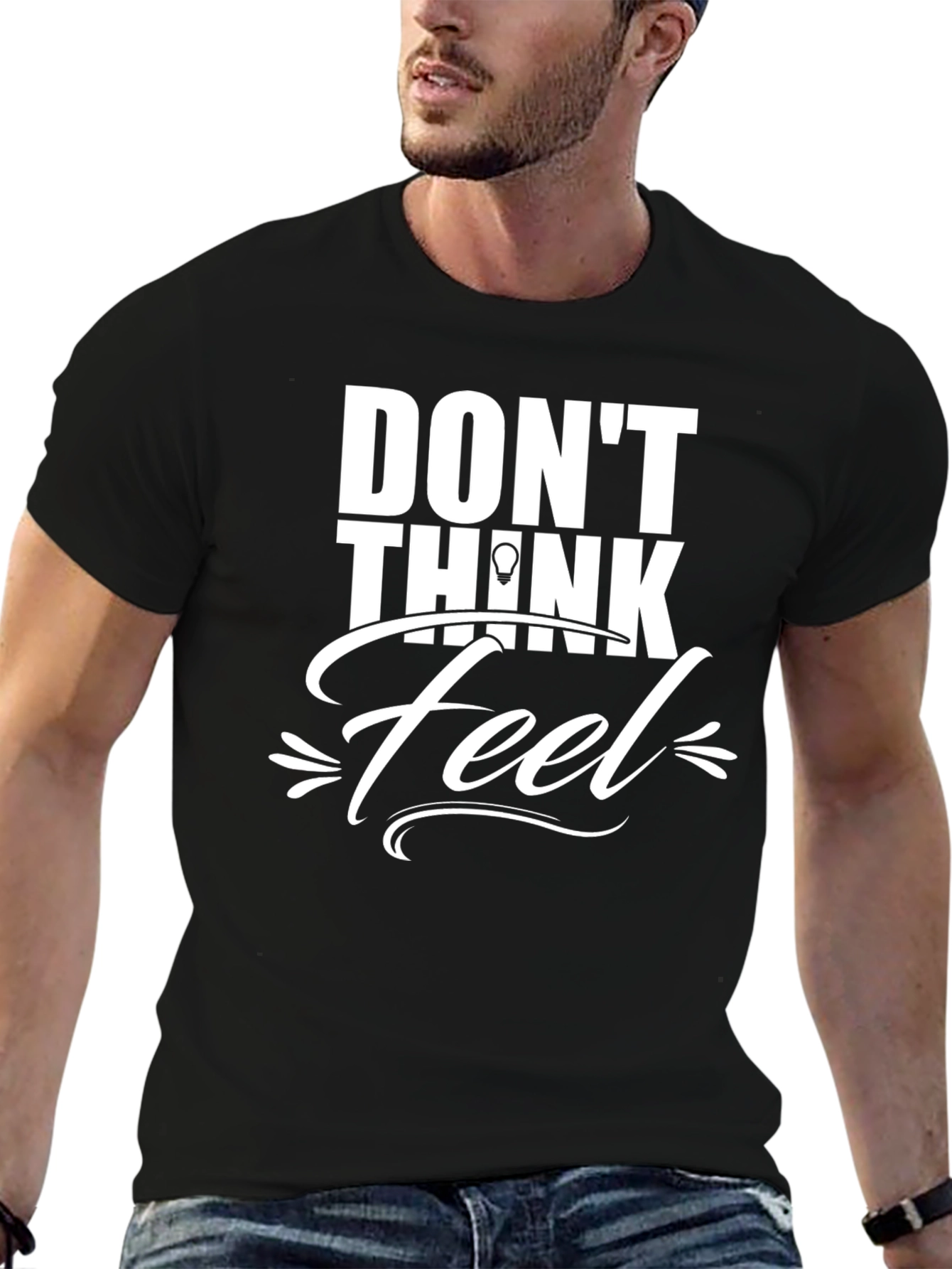 Dont Think Feel Graphic Tee - Mens Black T-Shirt