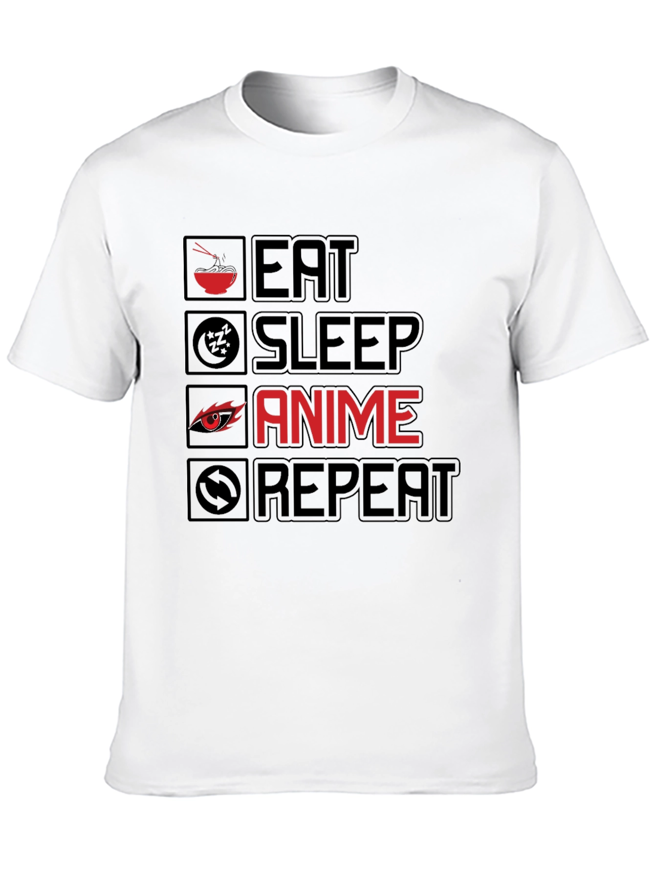 Eat Sleep Anime Repeat T-Shirt - Black Cotton Tee