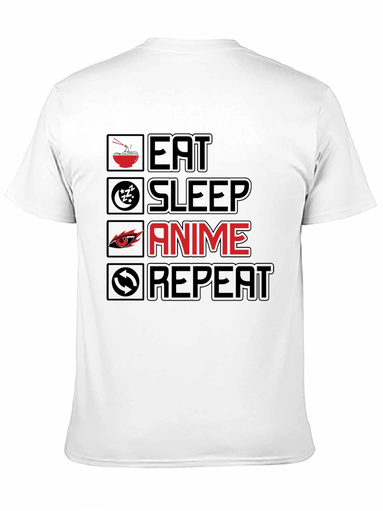 Eat Sleep Anime Repeat T-Shirt - Black Cotton Tee