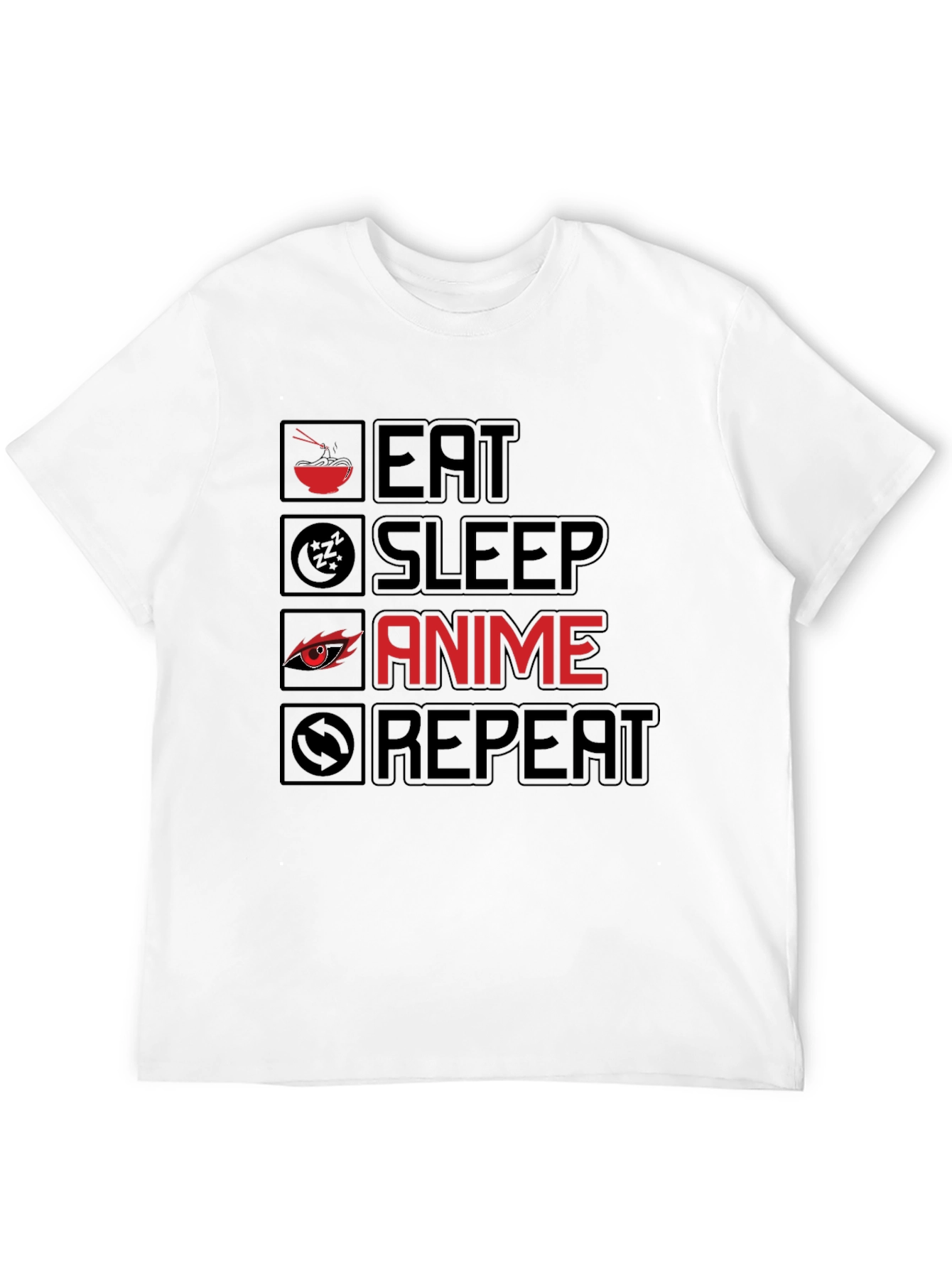 Eat Sleep Anime Repeat T-Shirt - Black Cotton Tee