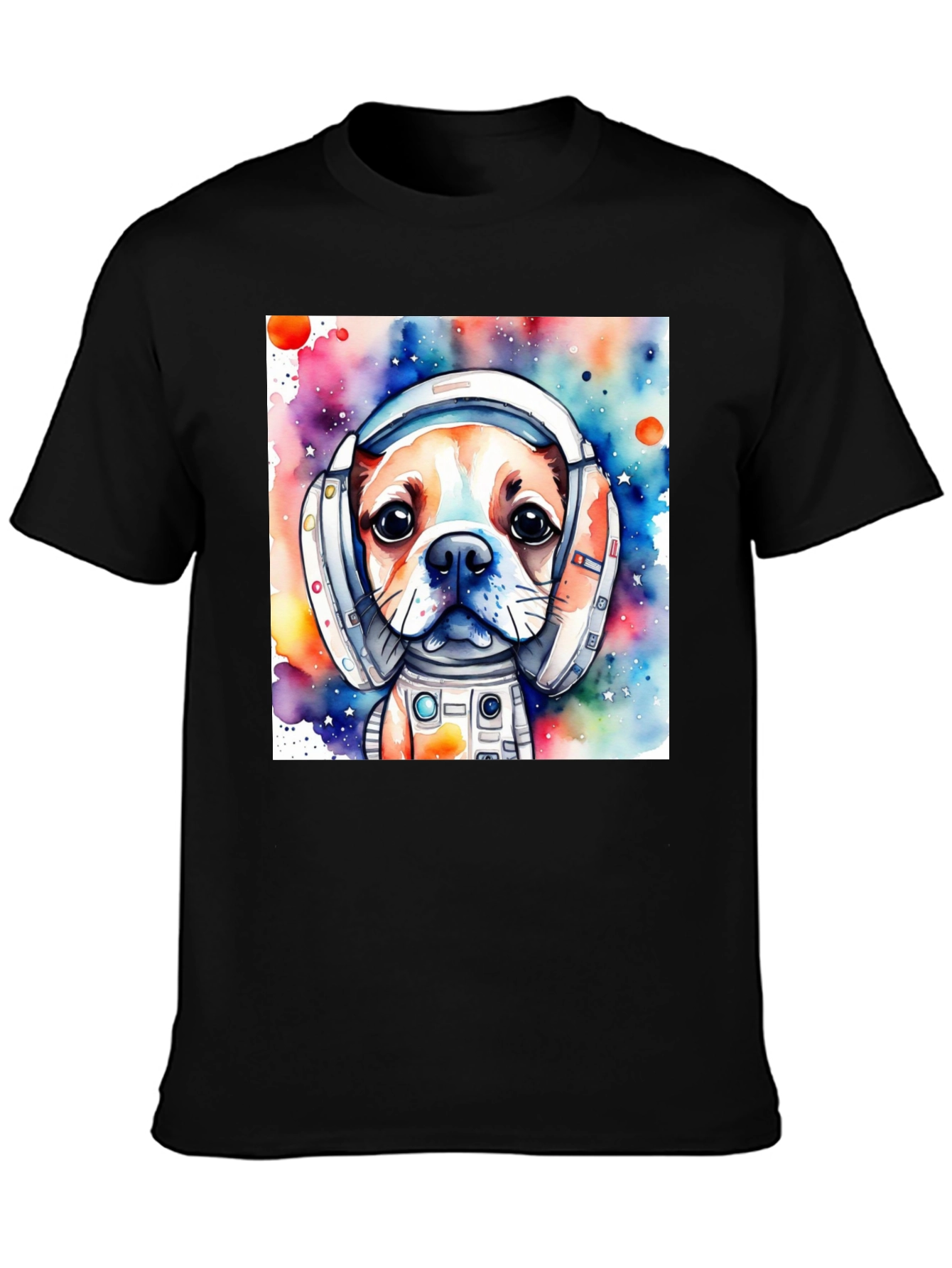 Dog Astronaut T-Shirt: Cute Watercolor Space Pup