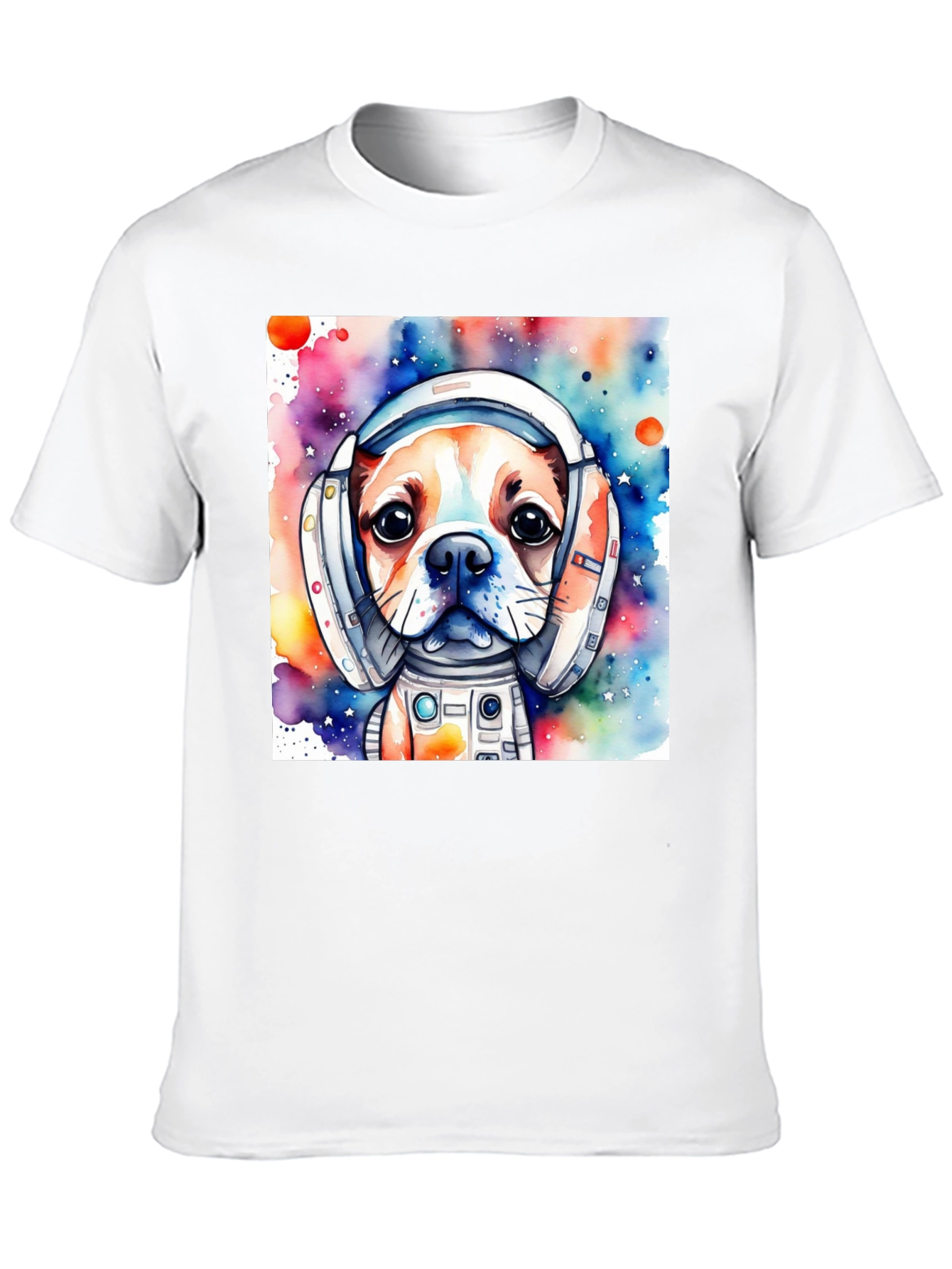 Dog Astronaut T-Shirt: Cute Watercolor Space Pup