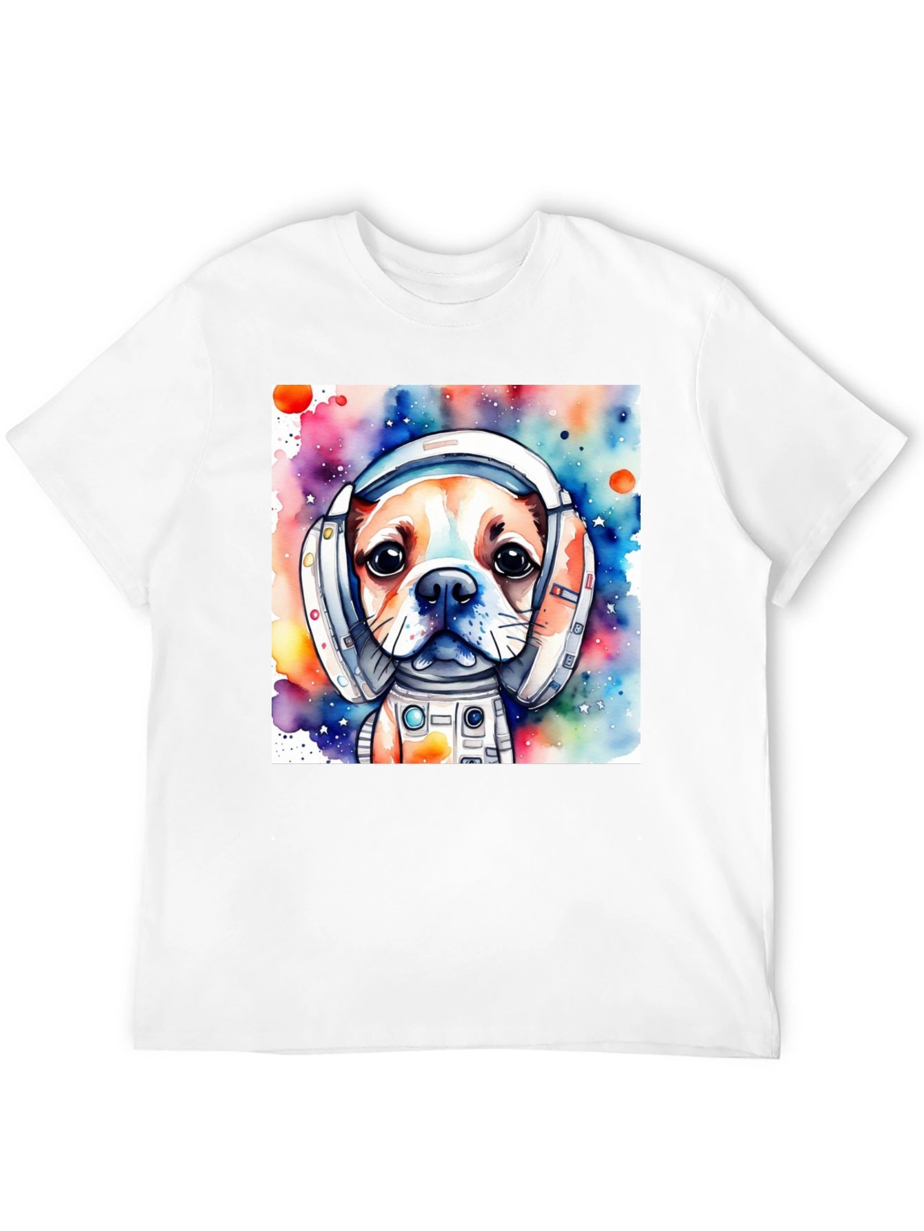 Dog Astronaut T-Shirt: Cute Watercolor Space Pup