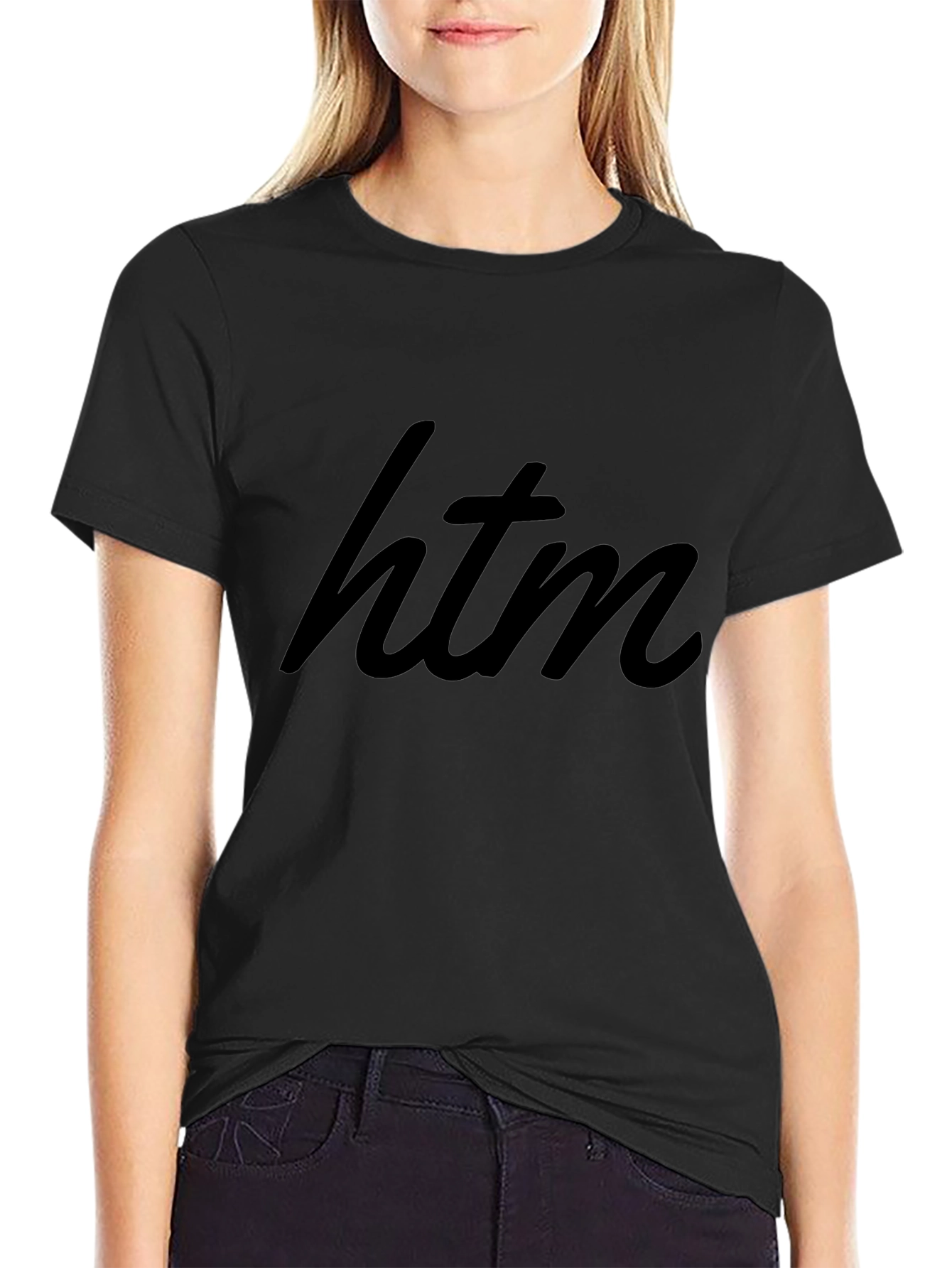 Stylish Black HTM Graphic Tee - Modern Casual Wear