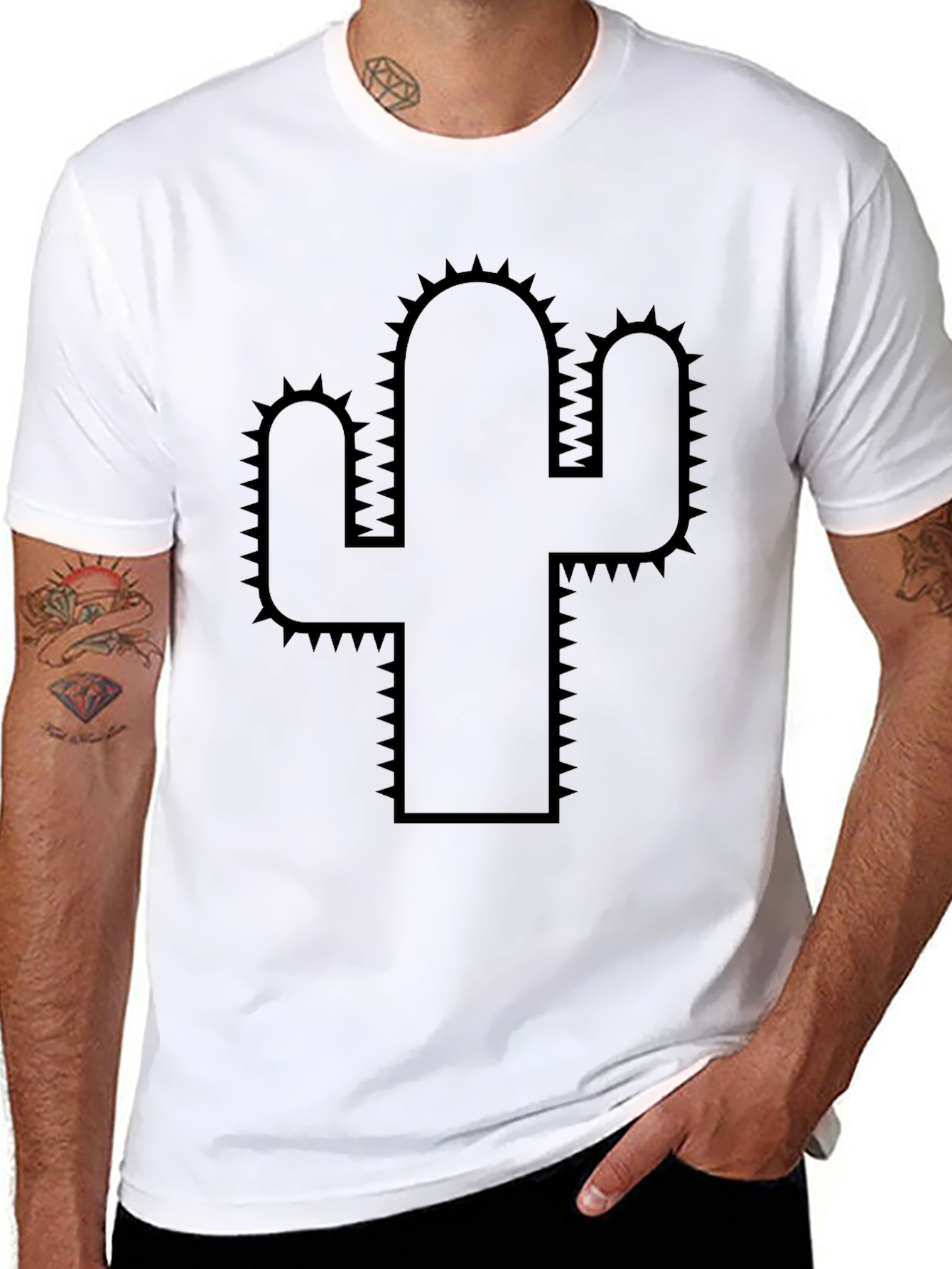Cactus Graphic Tee - Black Cotton T-Shirt