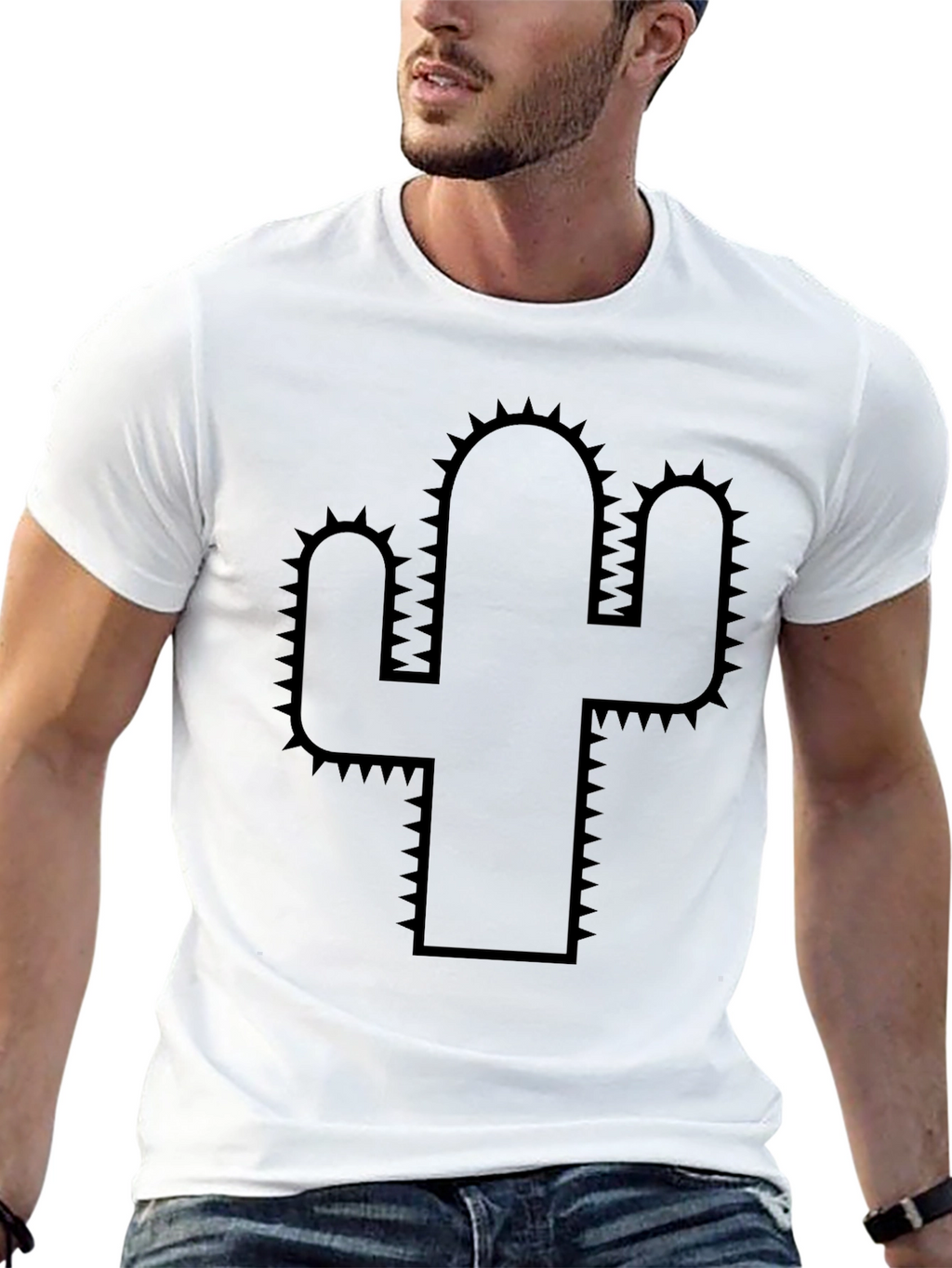Cactus Graphic Tee - Black Cotton T-Shirt