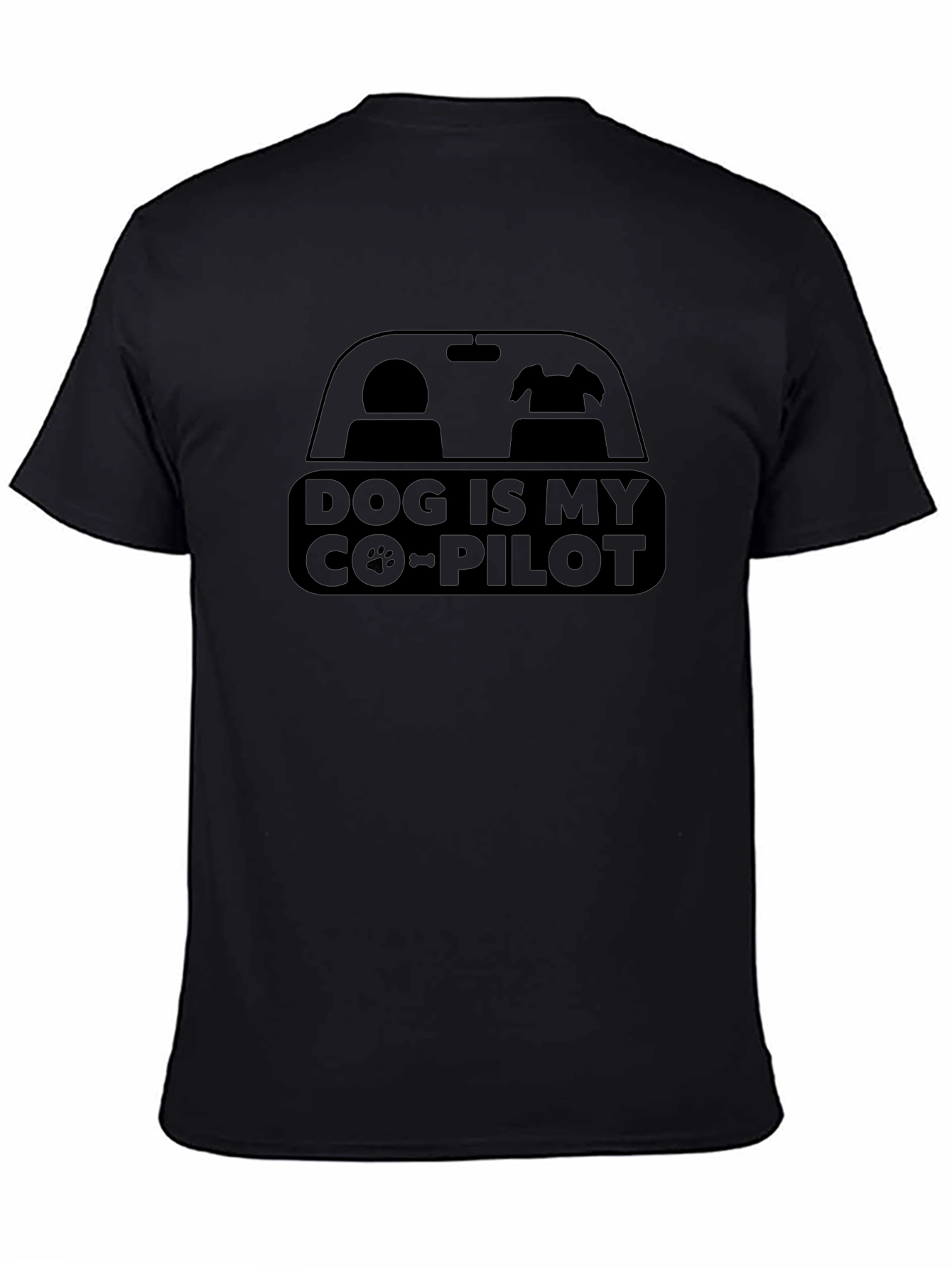 Dog is My Co-Pilot Black Graphic T-Shirt
