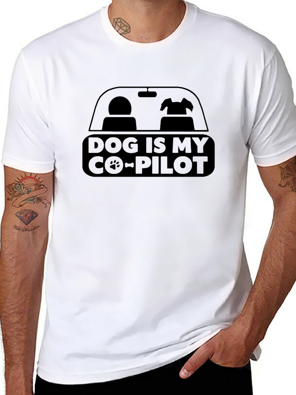Dog is My Co-Pilot Black Graphic T-Shirt