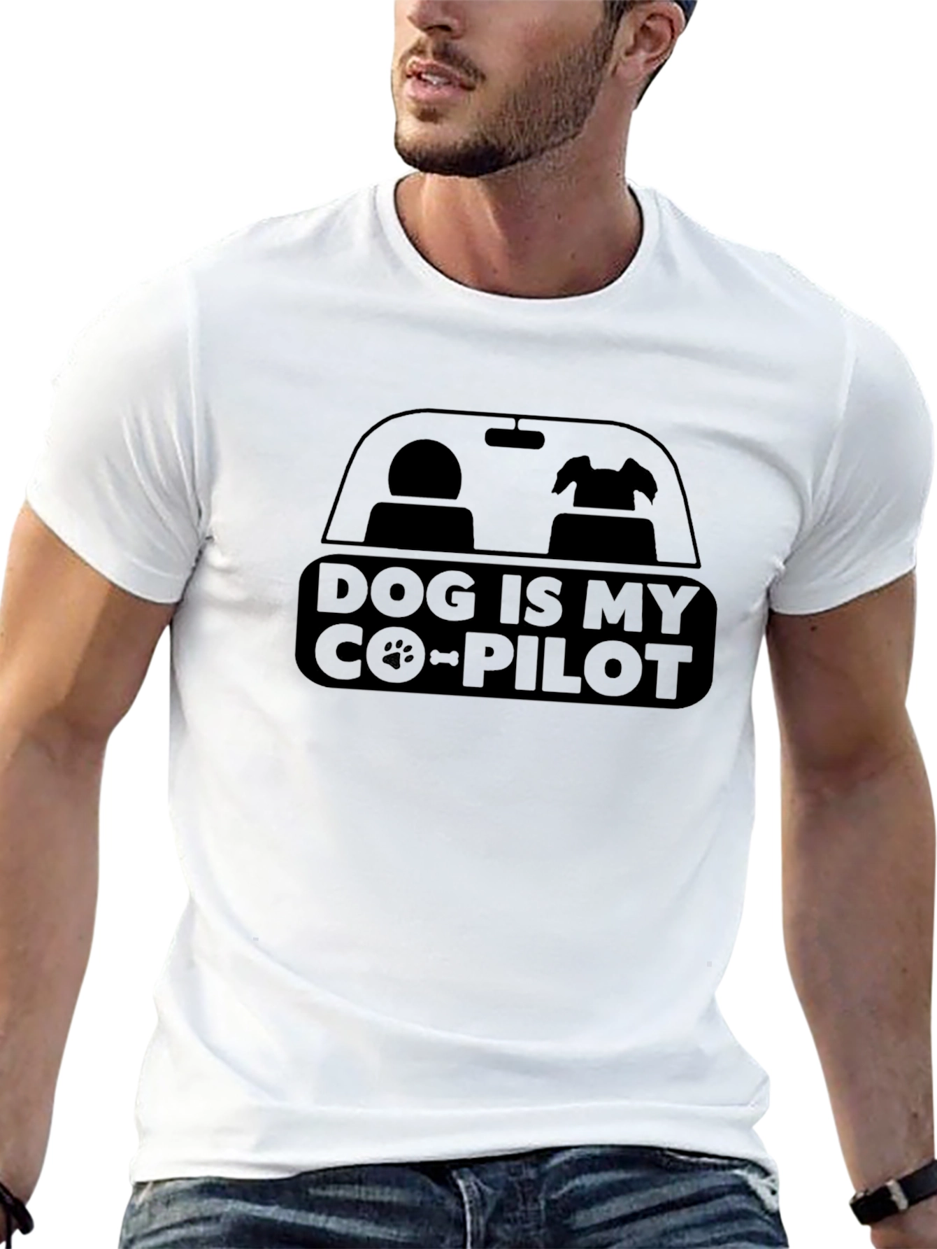 Dog is My Co-Pilot Black Graphic T-Shirt