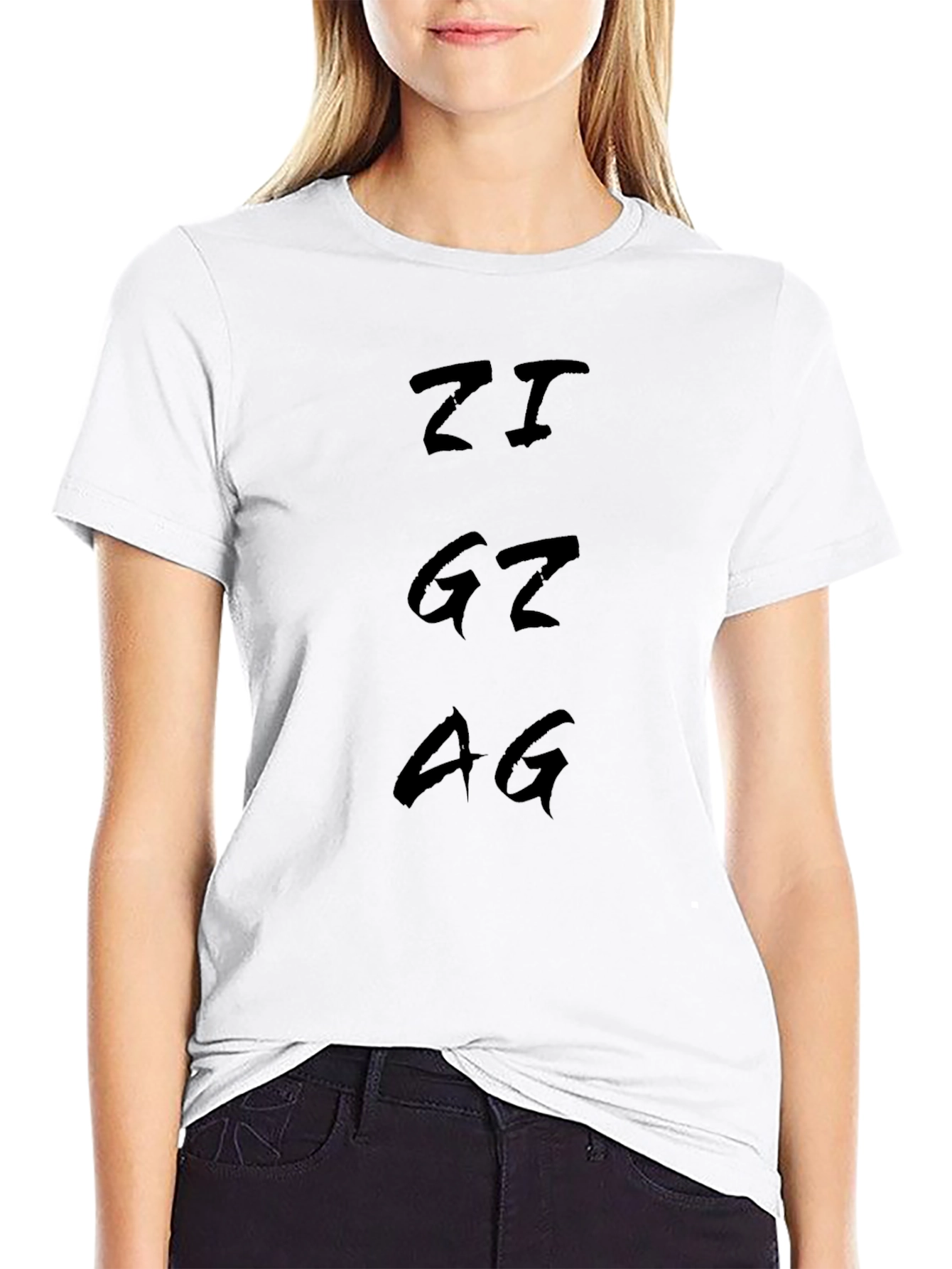 Modern Letter Graphic Black Cotton Tee