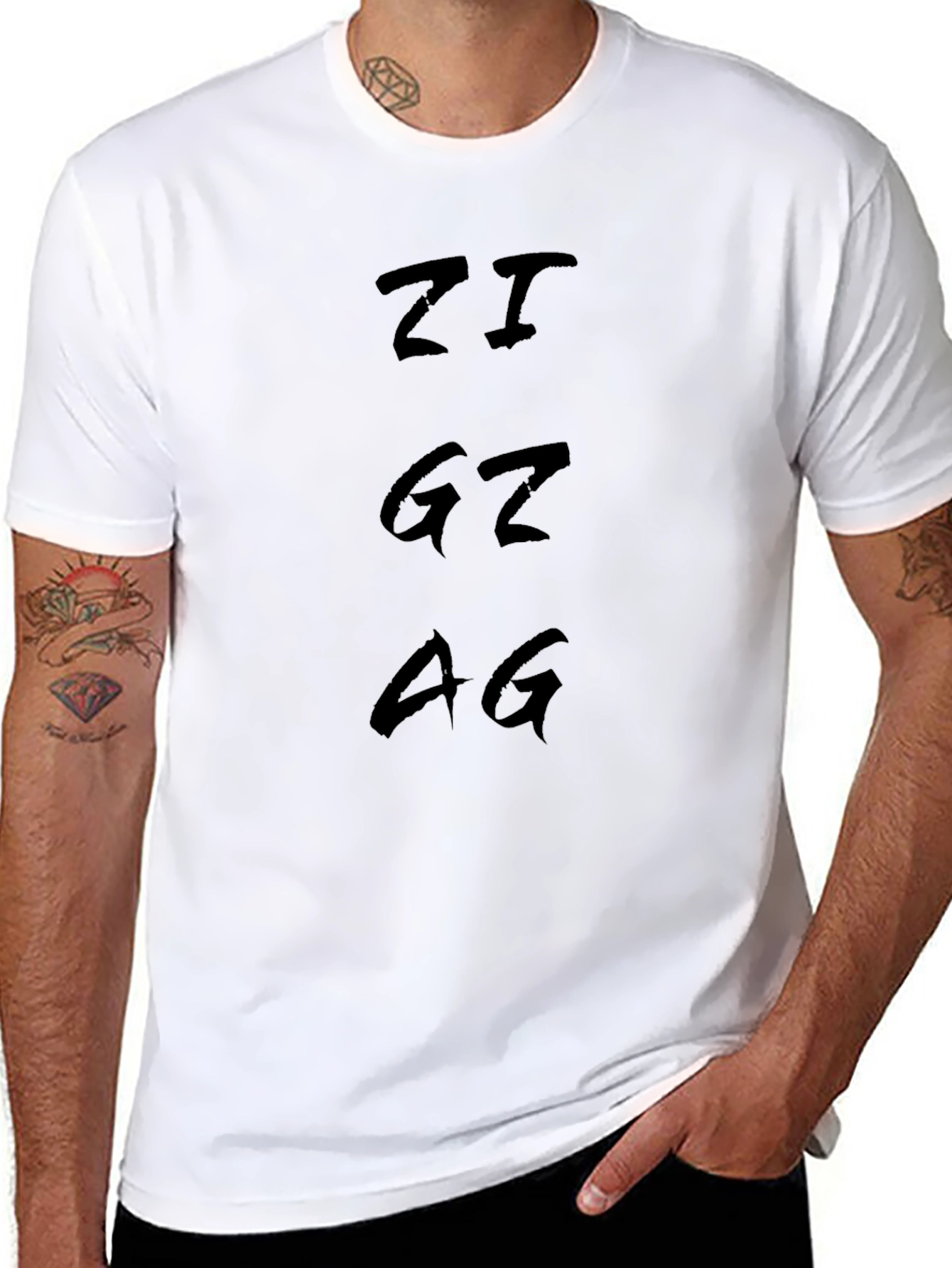 Modern Letter Graphic Black Cotton Tee