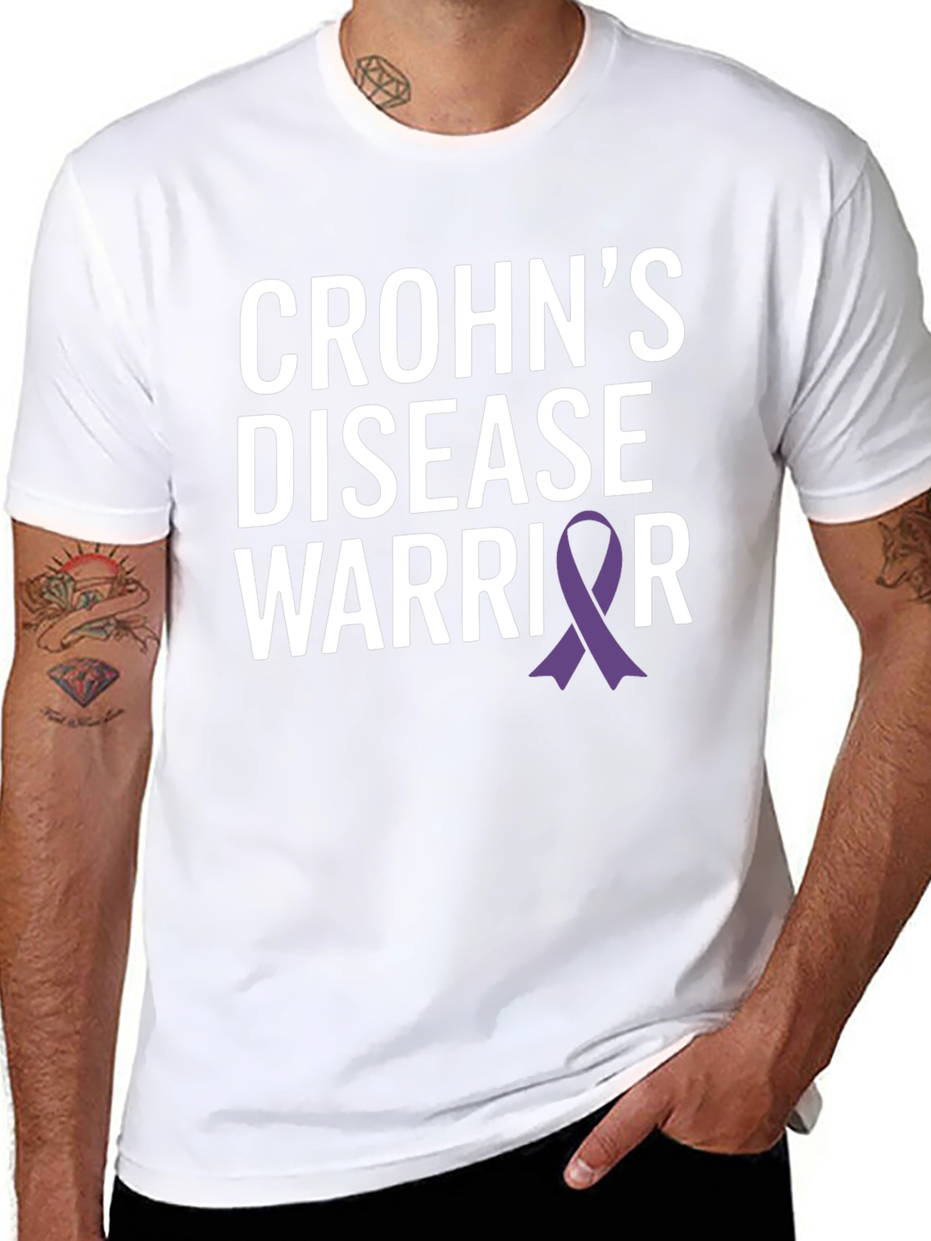 Crohns Disease Warrior T-Shirt - Awareness Ribbon Design