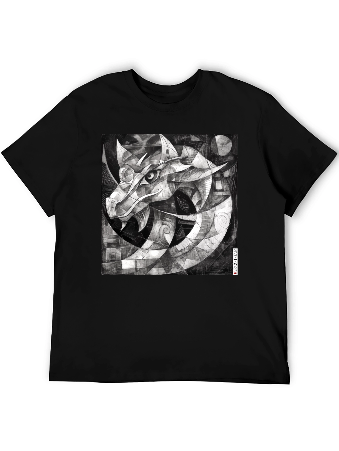 Abstract Dragon Graphic Black T-Shirt