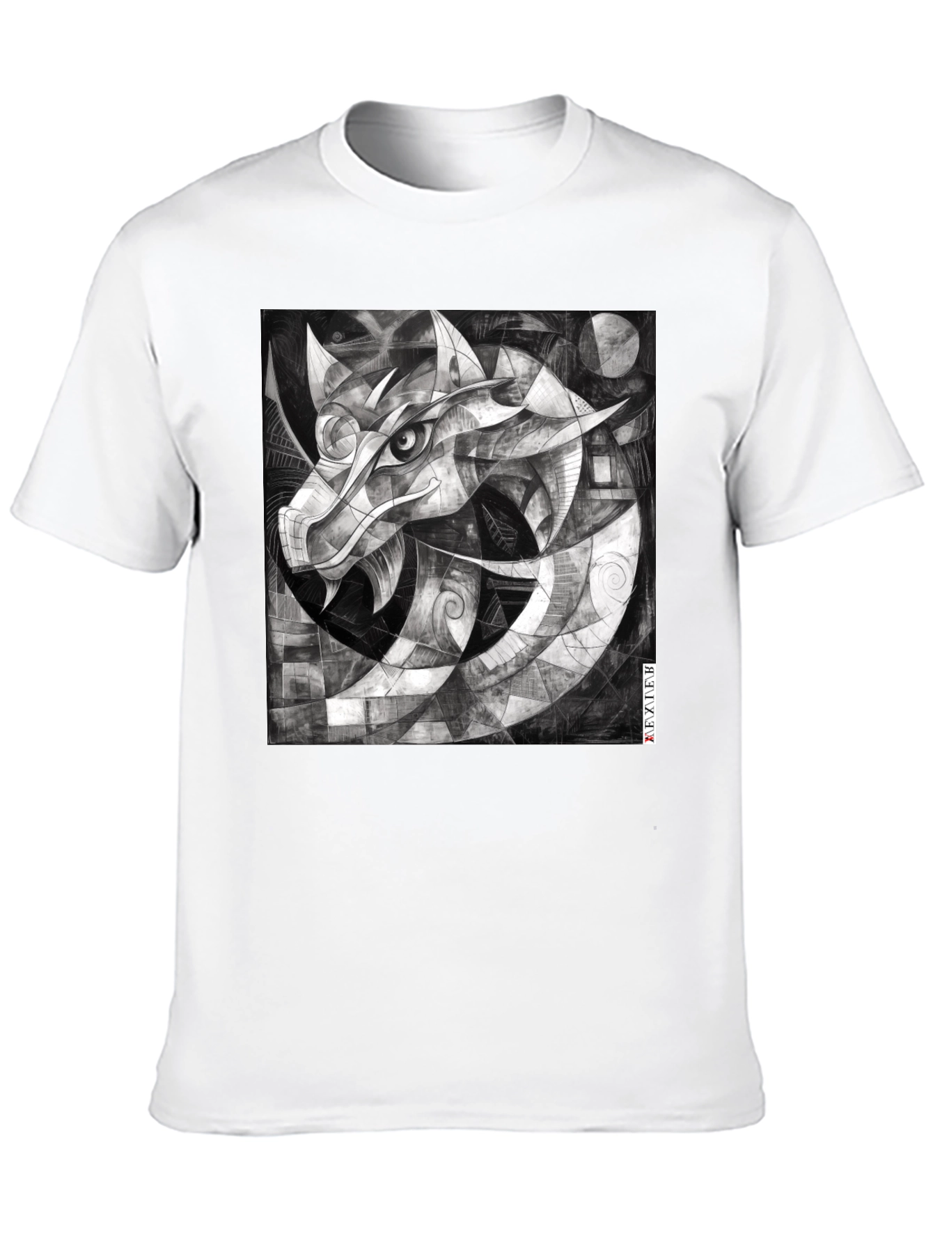 Abstract Dragon Graphic Black T-Shirt