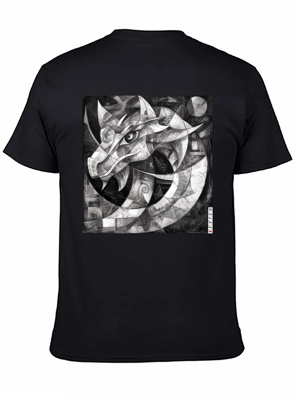 Abstract Dragon Graphic Black T-Shirt
