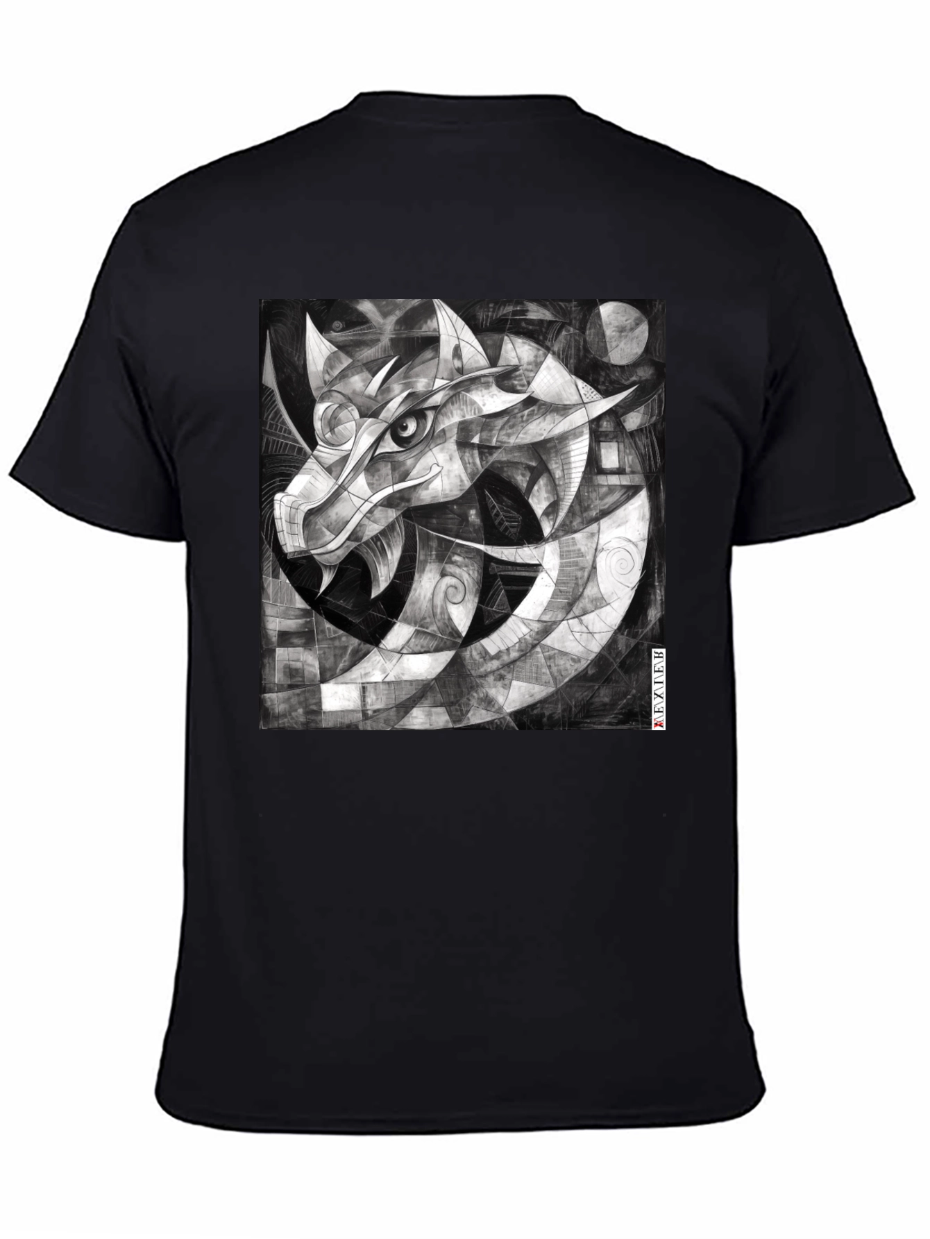 Abstract Dragon Graphic Black T-Shirt