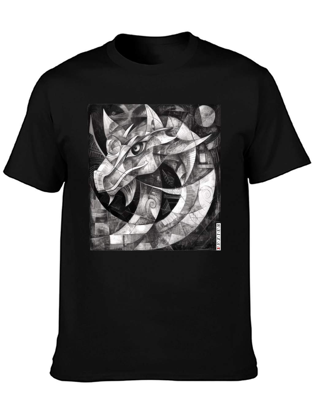 Abstract Dragon Graphic Black T-Shirt