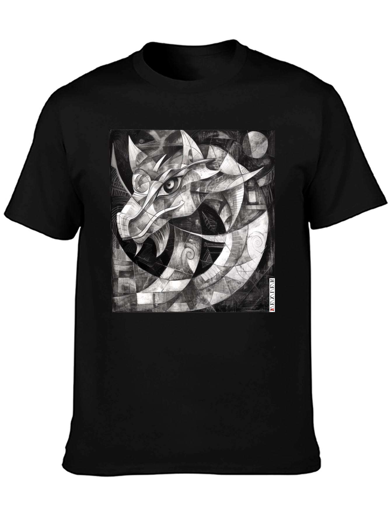 Abstract Dragon Graphic Black T-Shirt